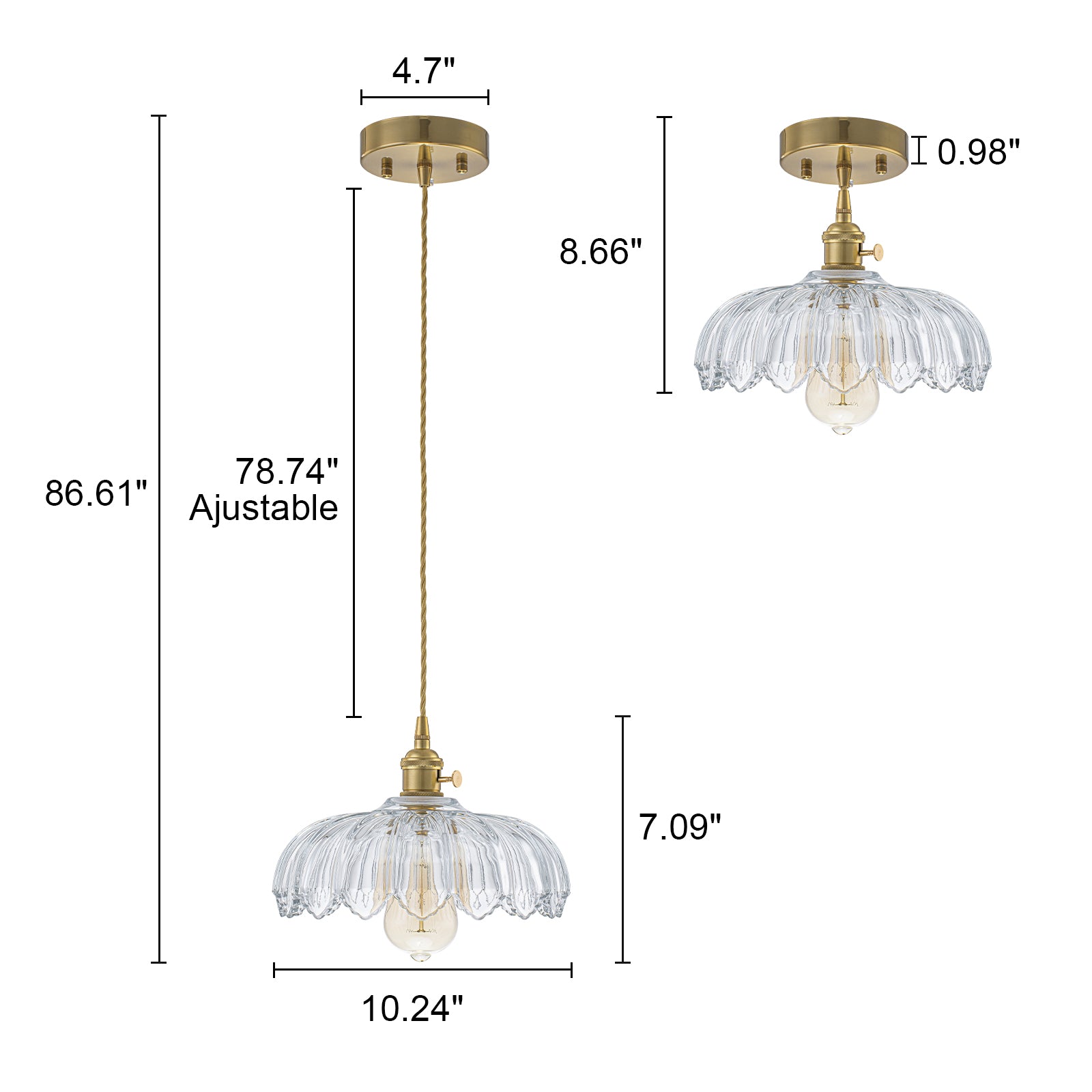 Glowlings 1-Light French Flower Shaped Green/Clear Glass Pendant Light
