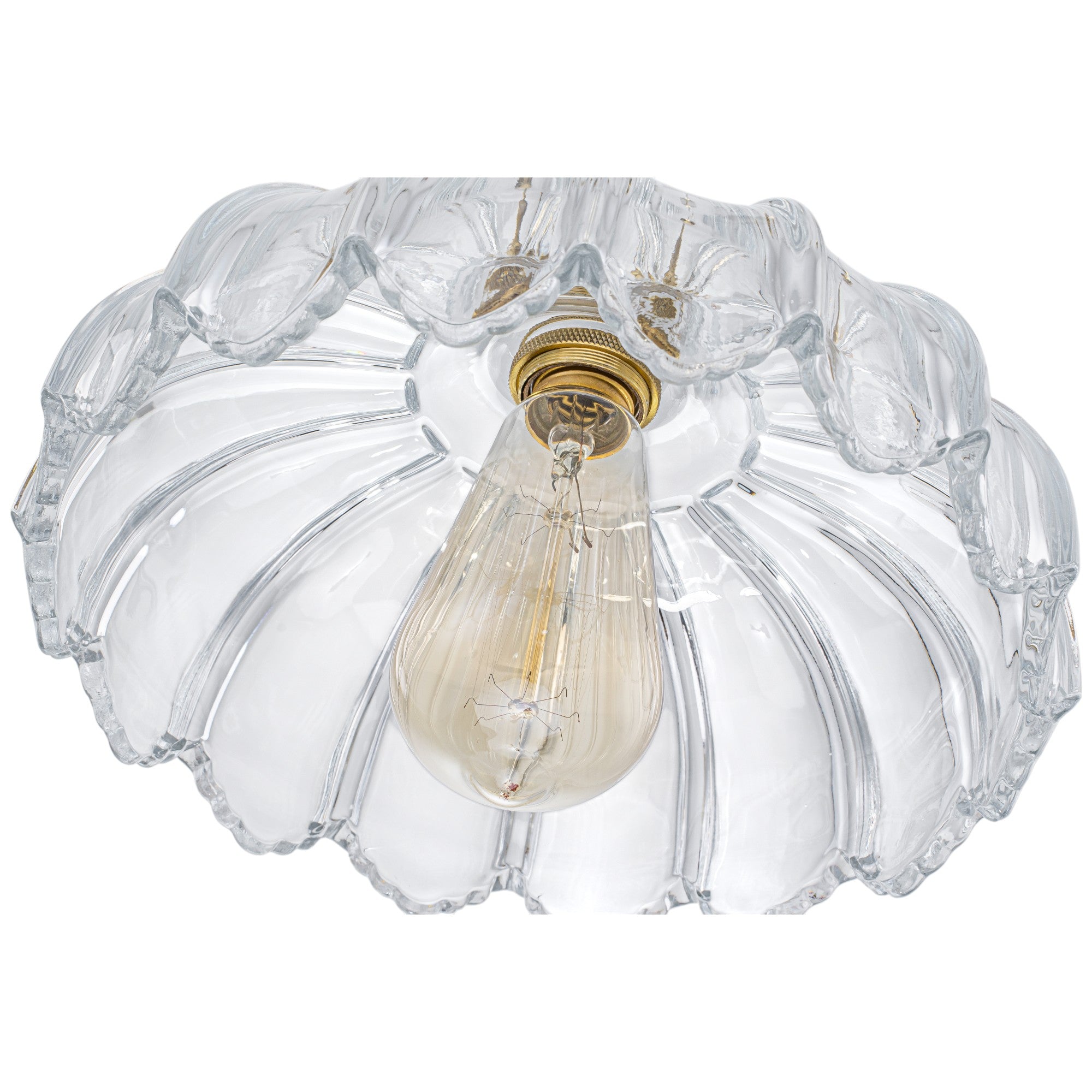 Glowlings 1-Light French Flower Shaped Green/Clear Glass Pendant Light