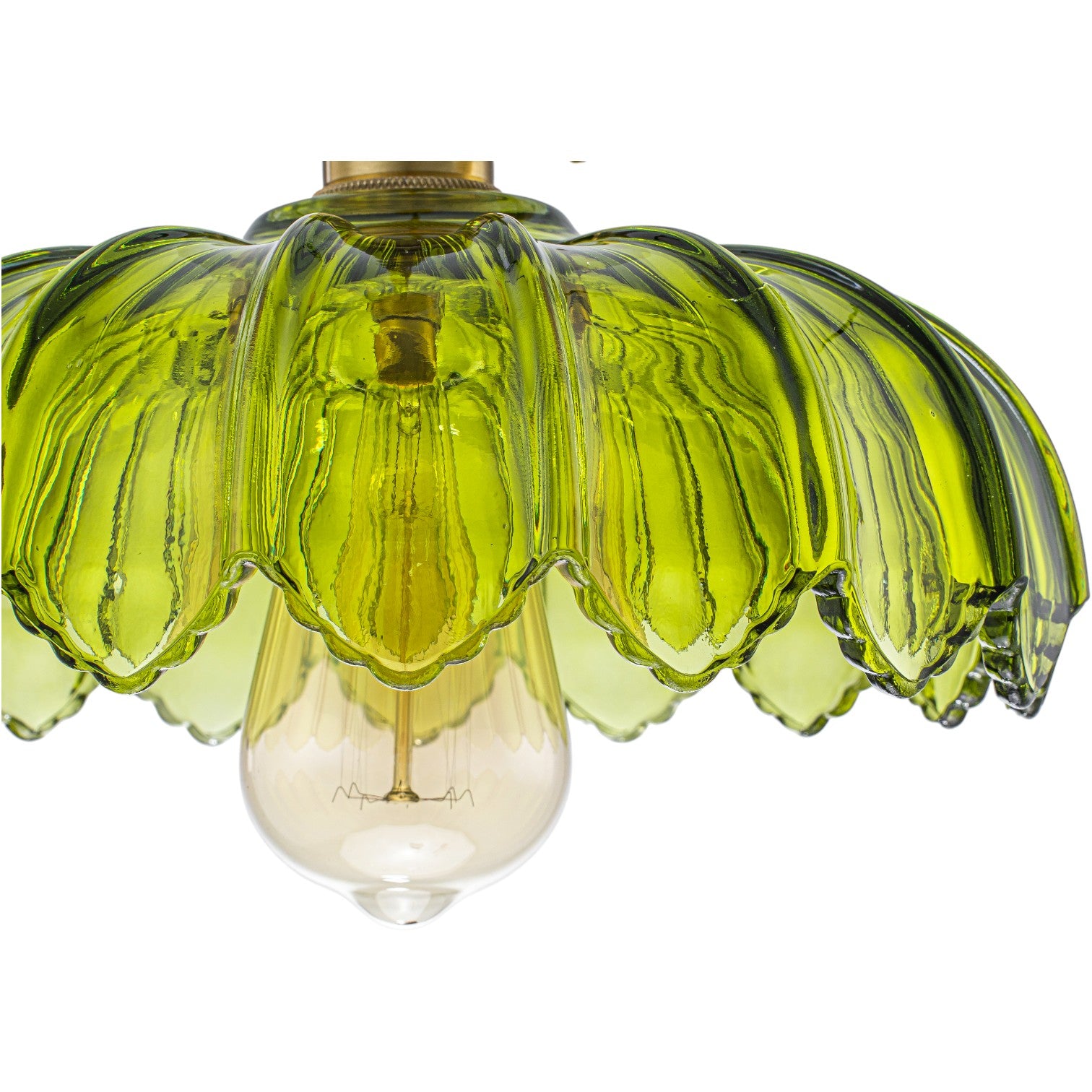 Glowlings 1-Light French Flower Shaped Green/Clear Glass Pendant Light