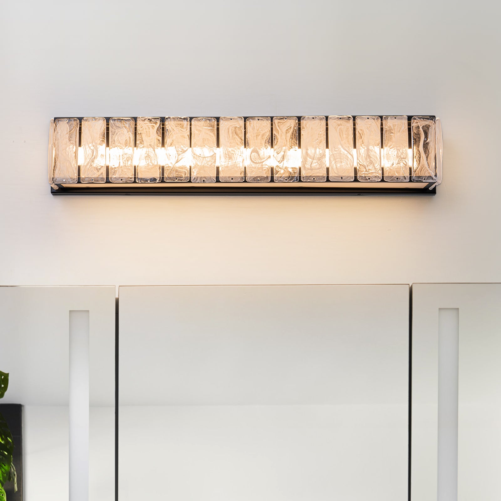 Glowlings 1-Light Modern 25"Wide Frosted Cloud Glass Rectangular LED Bathroom Vanity Light