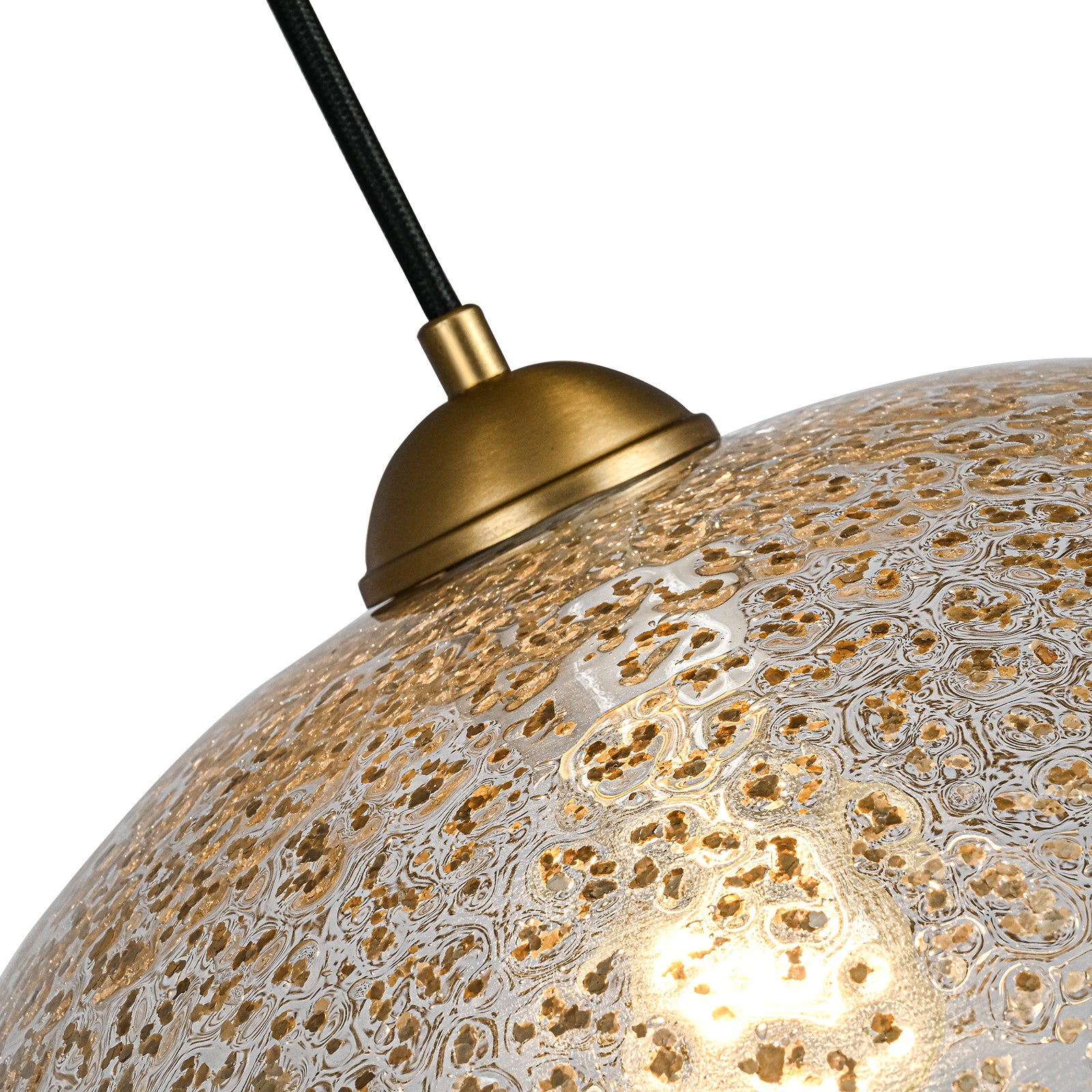 Glowlings 1-Light Modern 15"Wide Gold Glass Kitchen Dome Pendant Light Island Light
