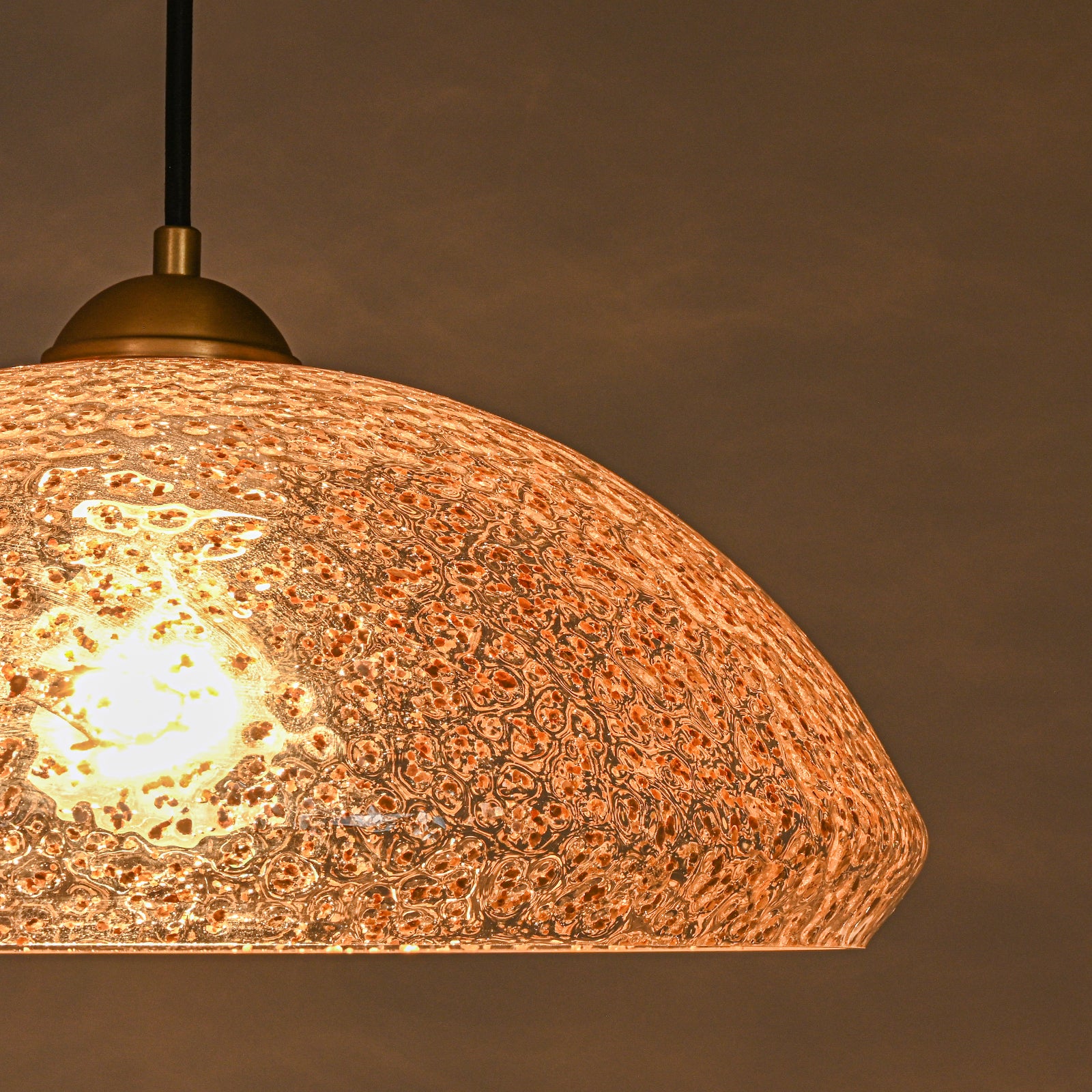 Glowlings 1-Light Modern 15"Wide Gold Glass Kitchen Dome Pendant Light Island Light