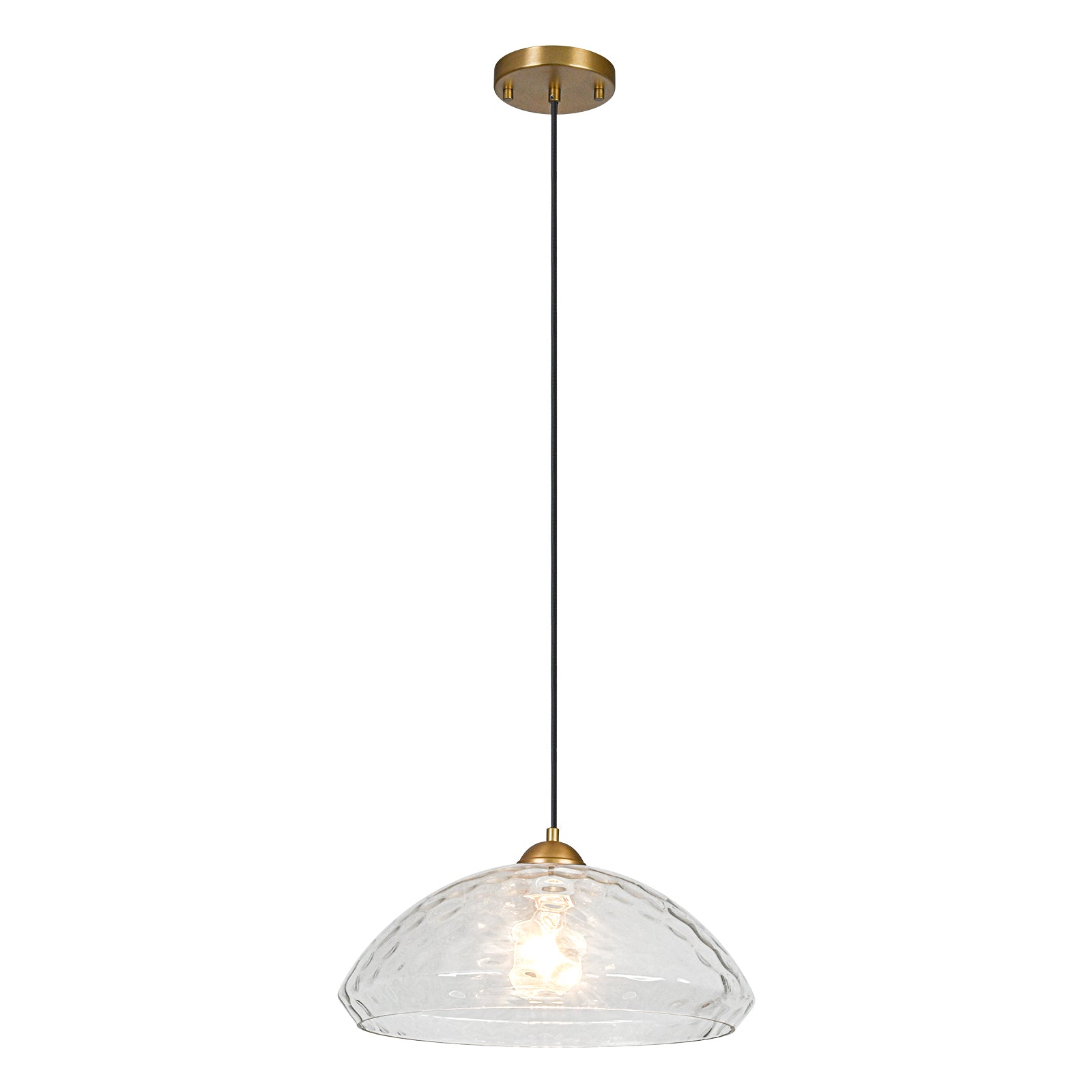 Glowlings 1-Light Modern 15"Wide Hammered Clear Glass Dome Pendant Light Island Light