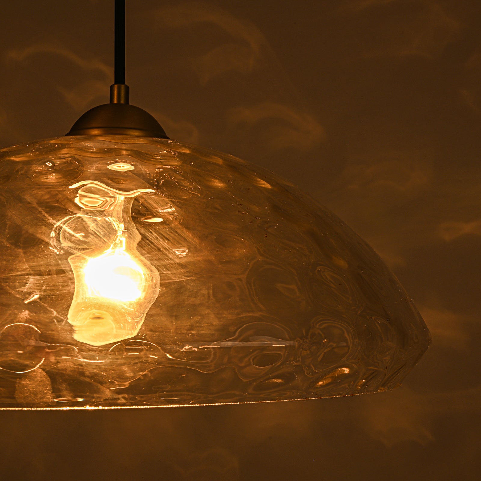 Glowlings 1-Light Modern 15"Wide Hammered Clear Glass Dome Pendant Light Island Light