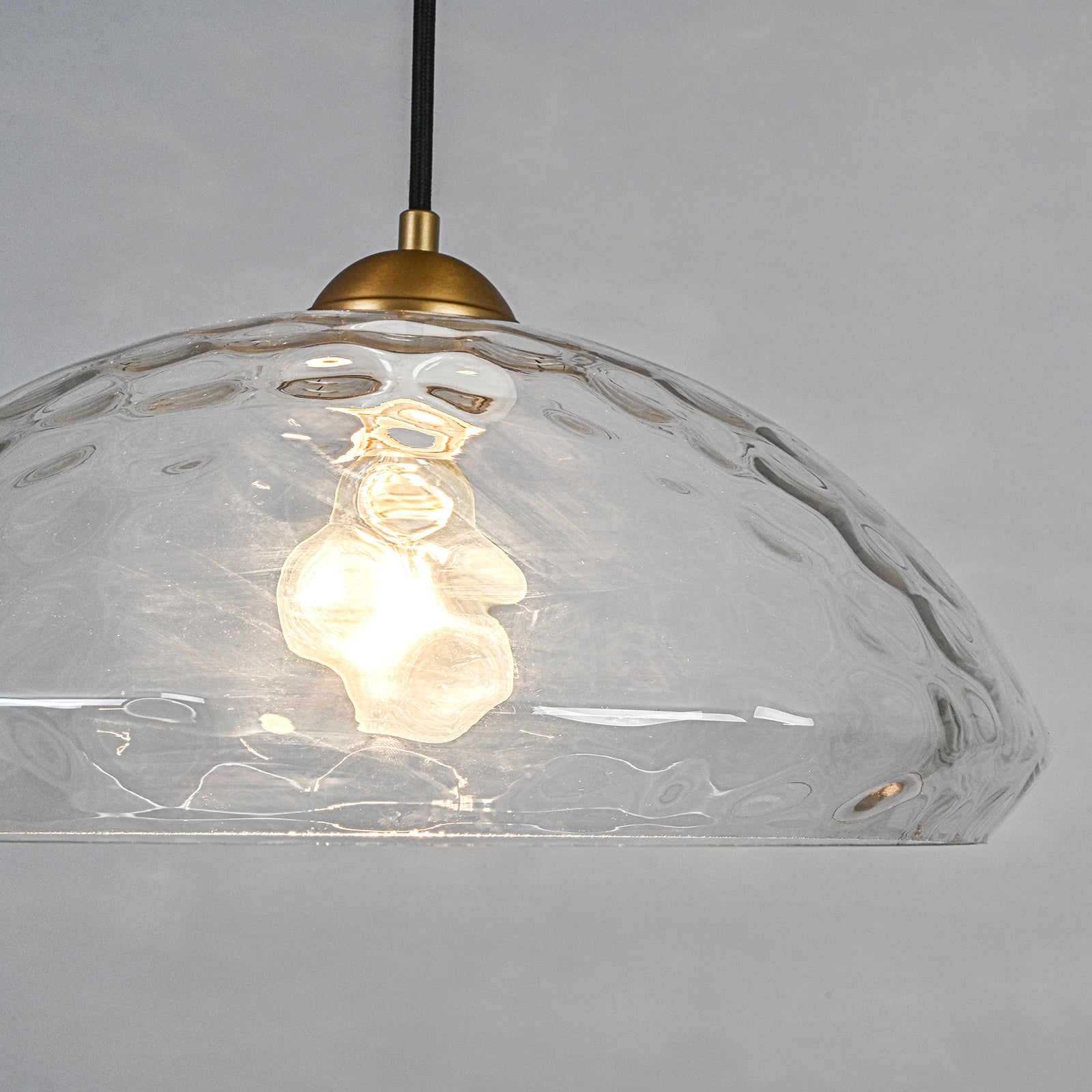 Glowlings 1-Light Modern 15"Wide Hammered Clear Glass Dome Pendant Light Island Light
