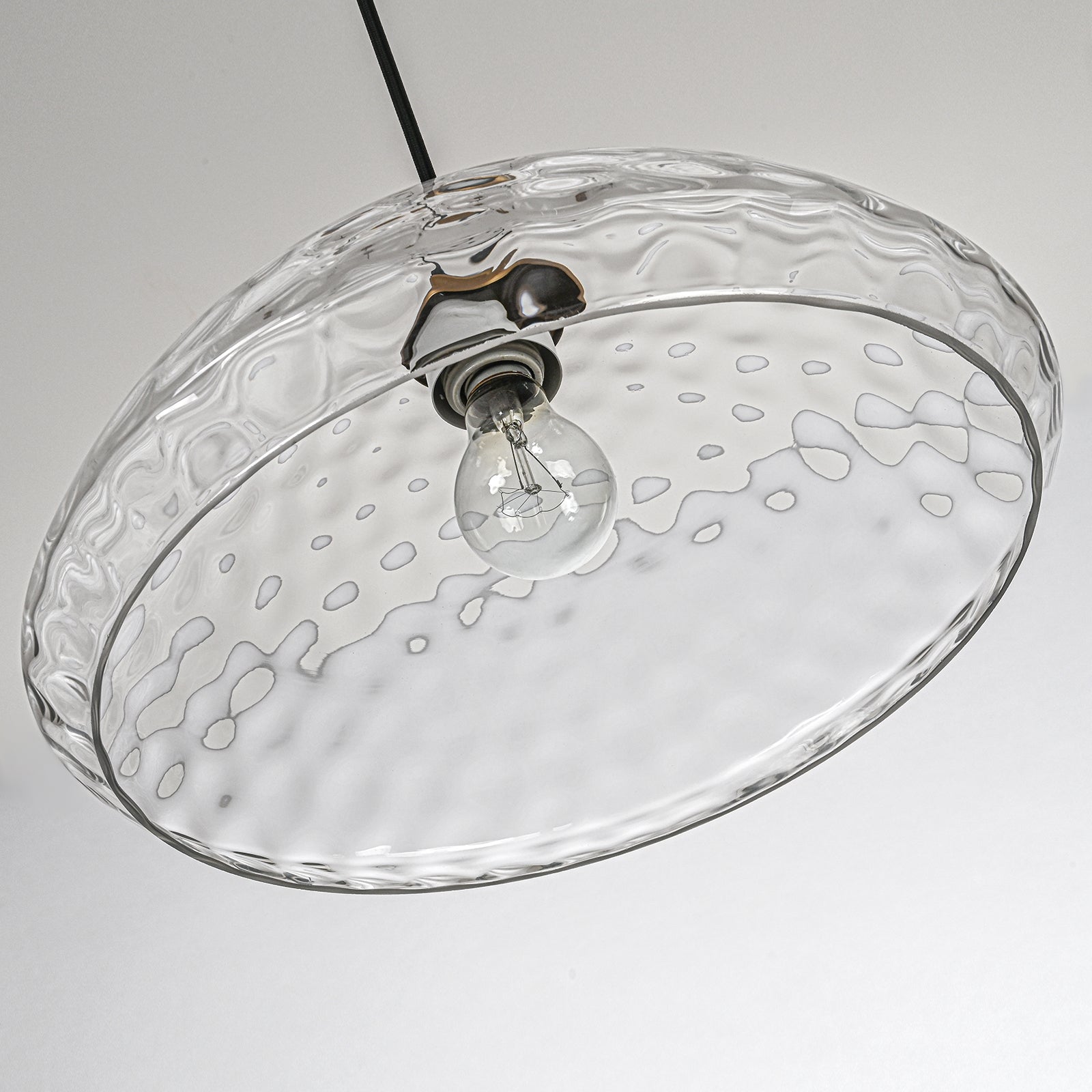 Glowlings 1-Light Modern 15"Wide Hammered Clear Glass Dome Pendant Light Island Light