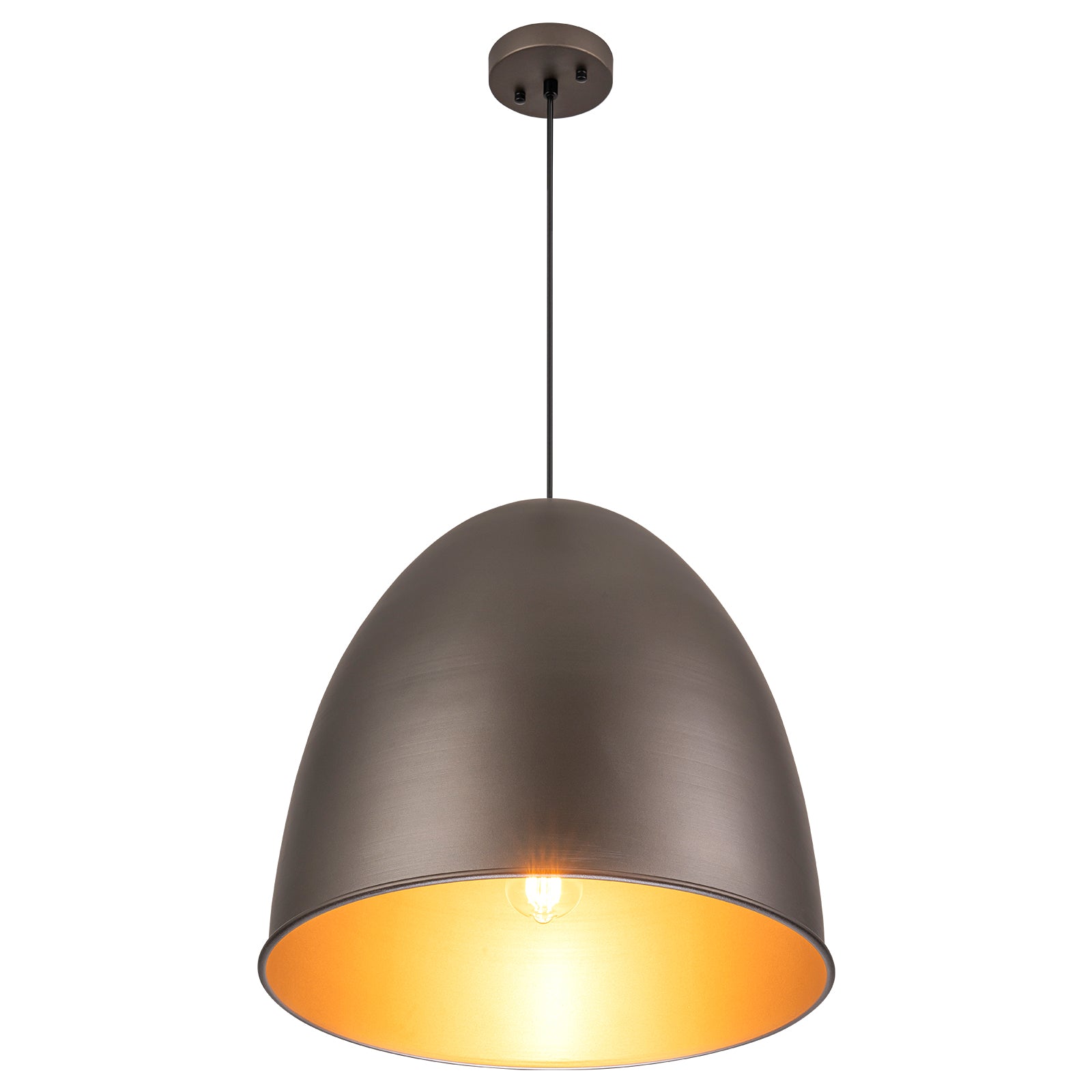Glowlings 1-Light 18"Wide Hanging Metal Silvery Dome Pendant Light Island Light