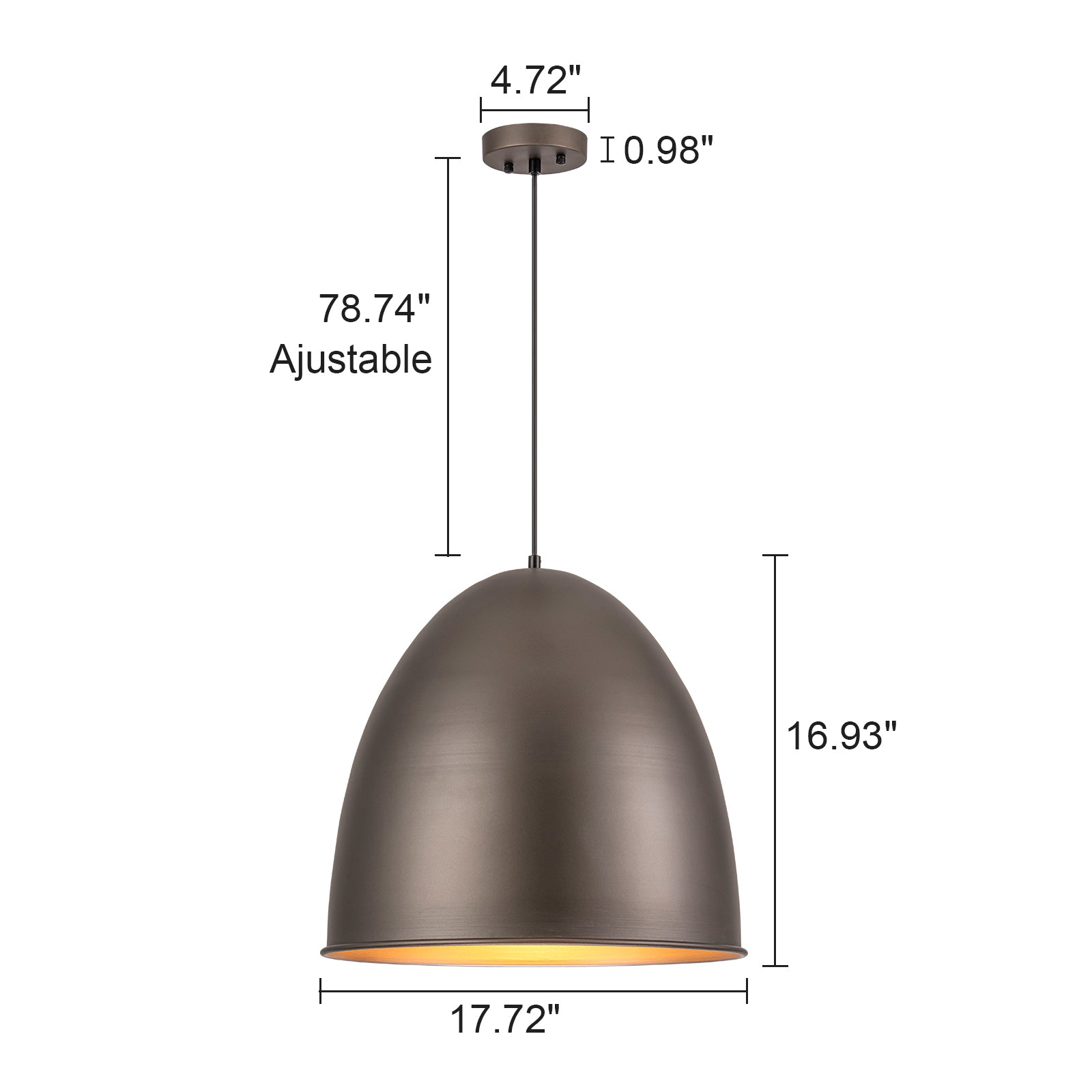 Glowlings 1-Light 18"Wide Hanging Metal Silvery Dome Pendant Light Island Light