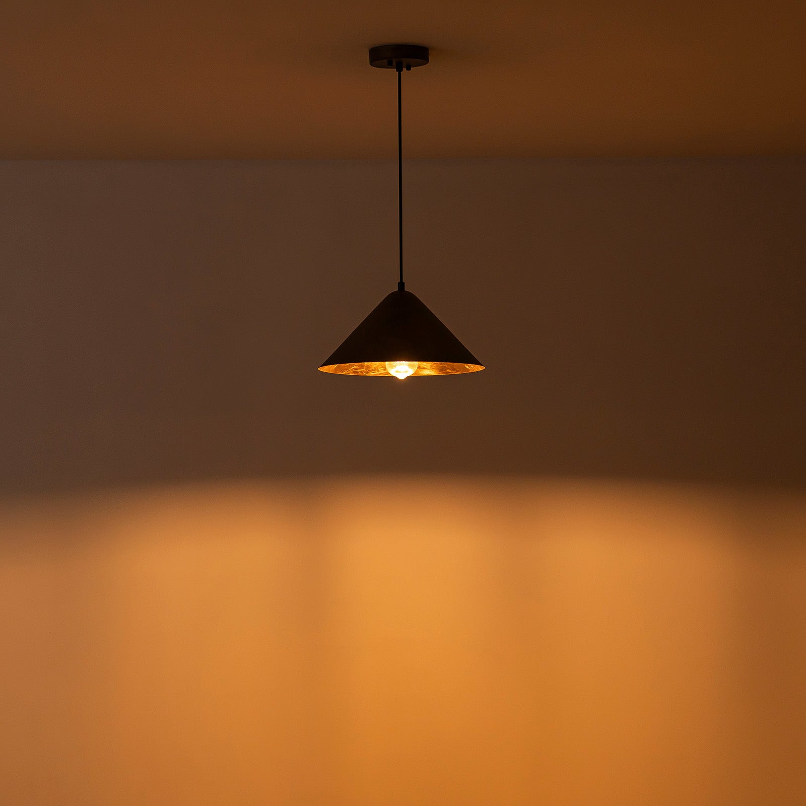Glowlings 1-Light Industrial Distressed Gold Textured Cone Copper Dome Pendant Light