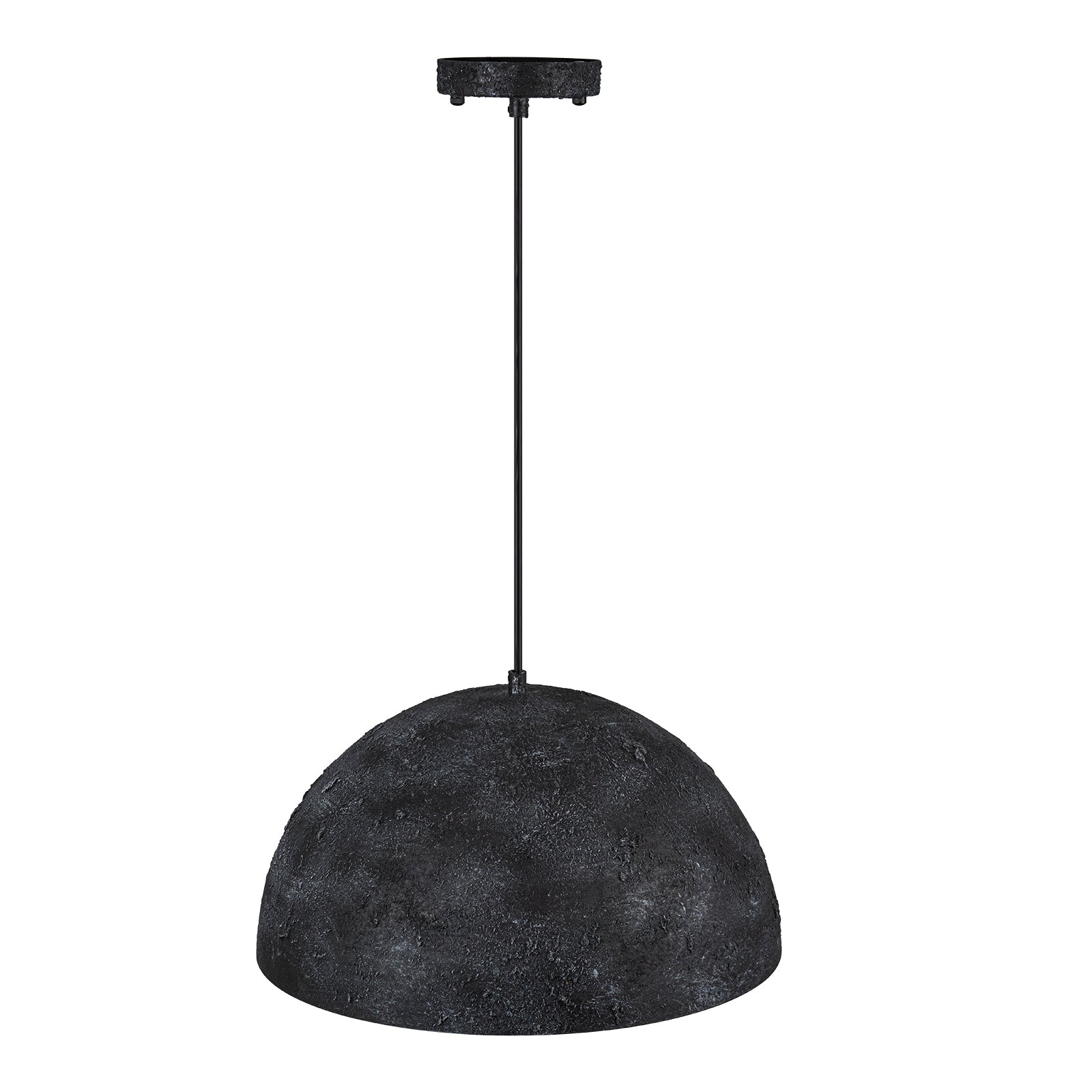 Glowlings 1-Light Industrial Distressed Textured Black Dome Pendant Light