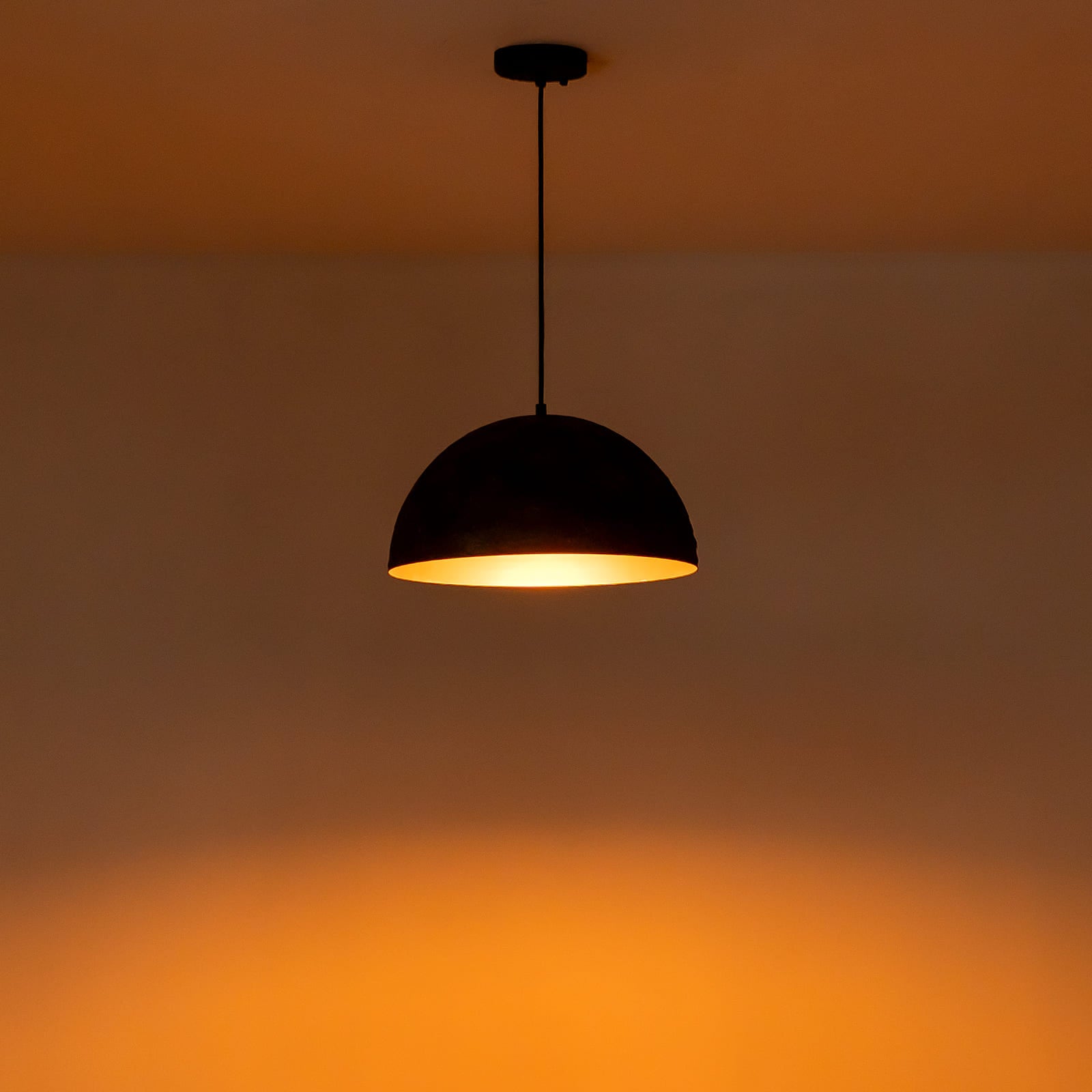Glowlings 1-Light Industrial Distressed Textured Black Dome Pendant Light