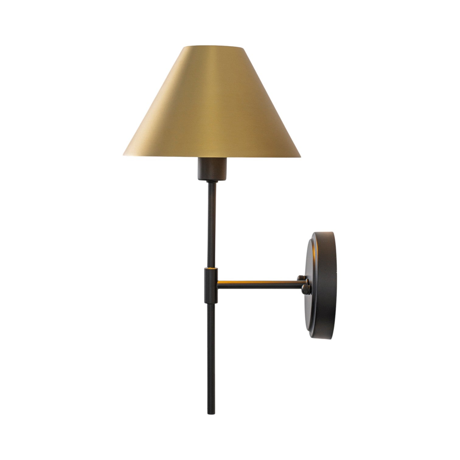 Glowlings 1-Light Industrial Antique Brass Wall Sconce with Metal Cone Shade