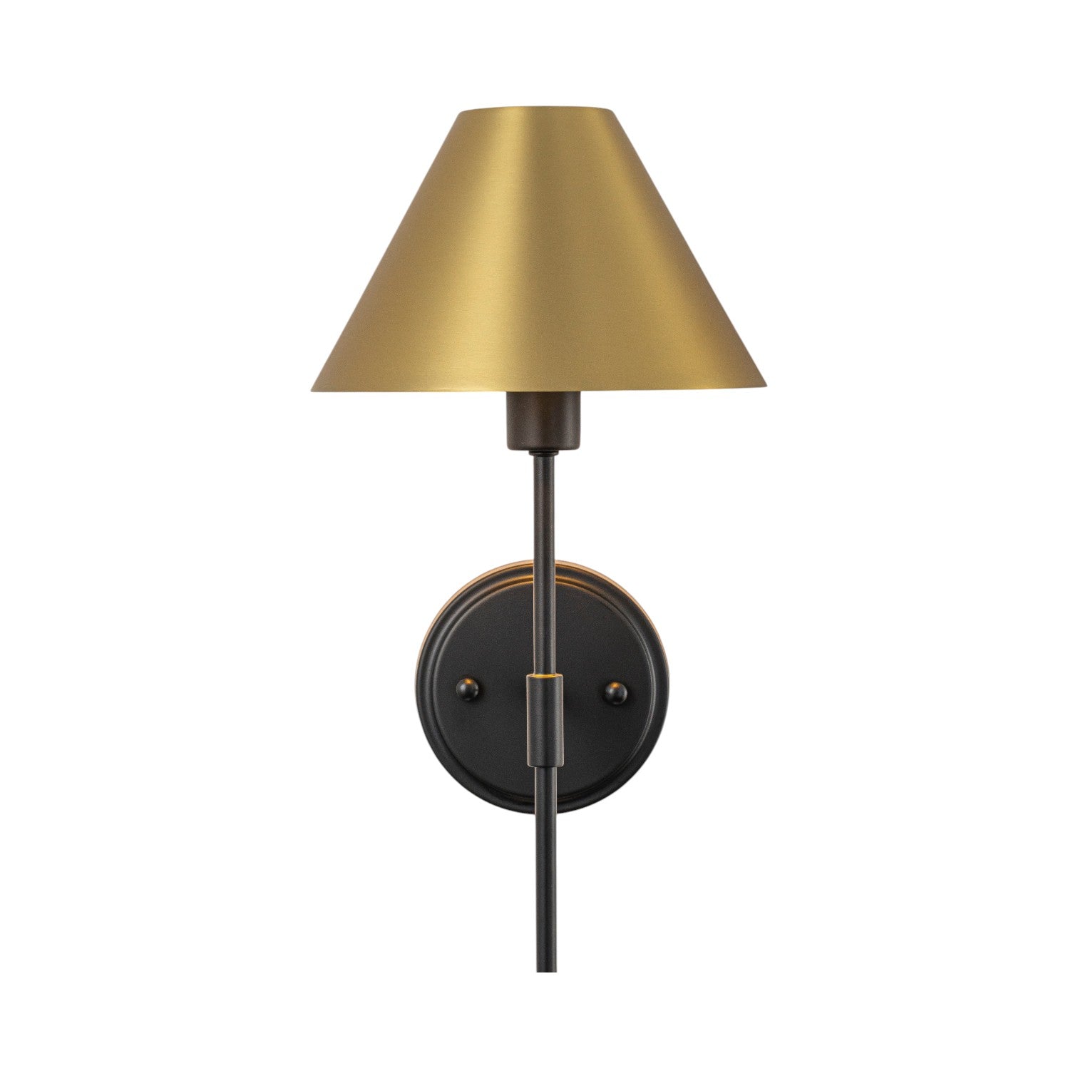 Glowlings 1-Light Industrial Antique Brass Wall Sconce with Metal Cone Shade