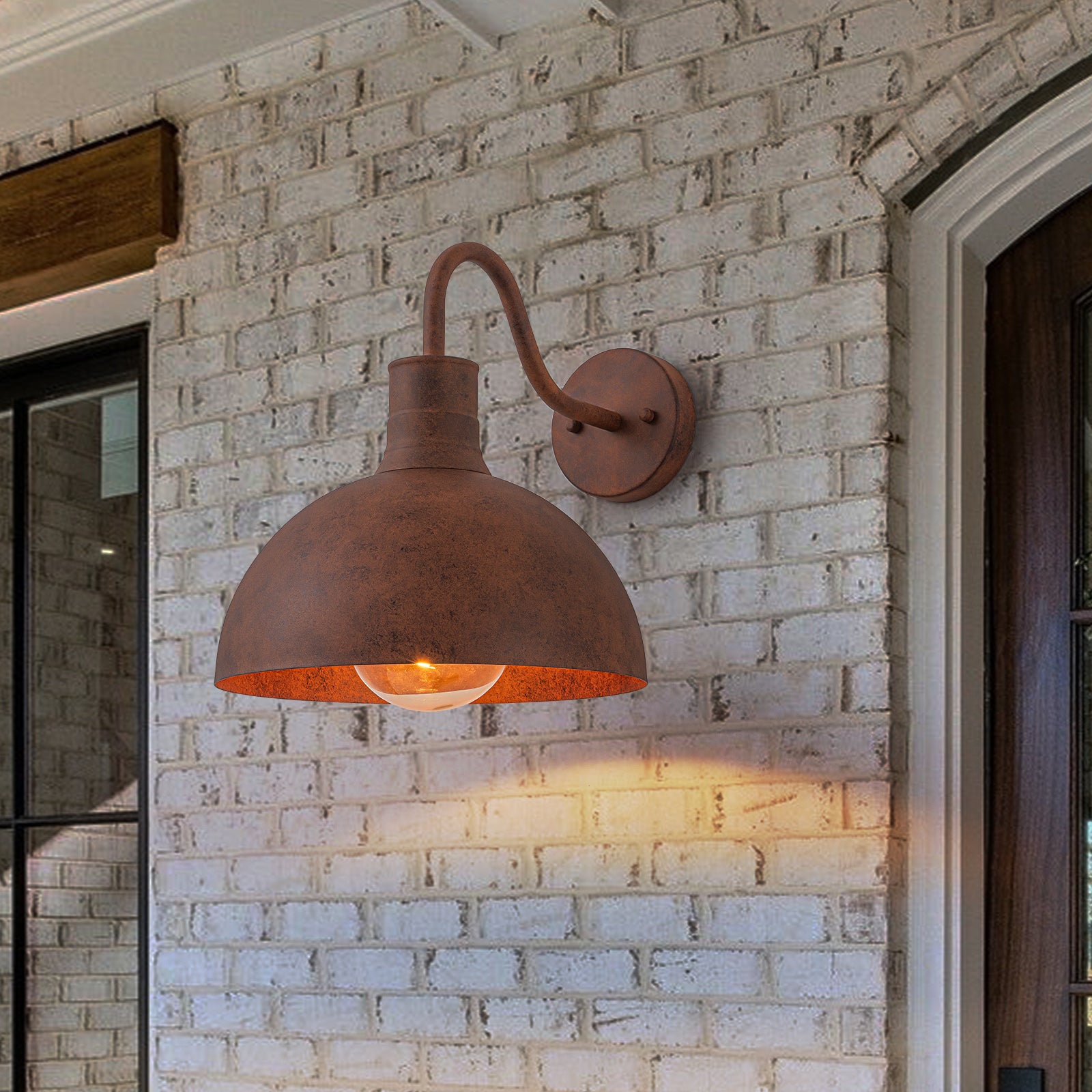 Glowlings 1-Light Industrial 12"Wide Antique Brown Rust Dome Wall Sconce