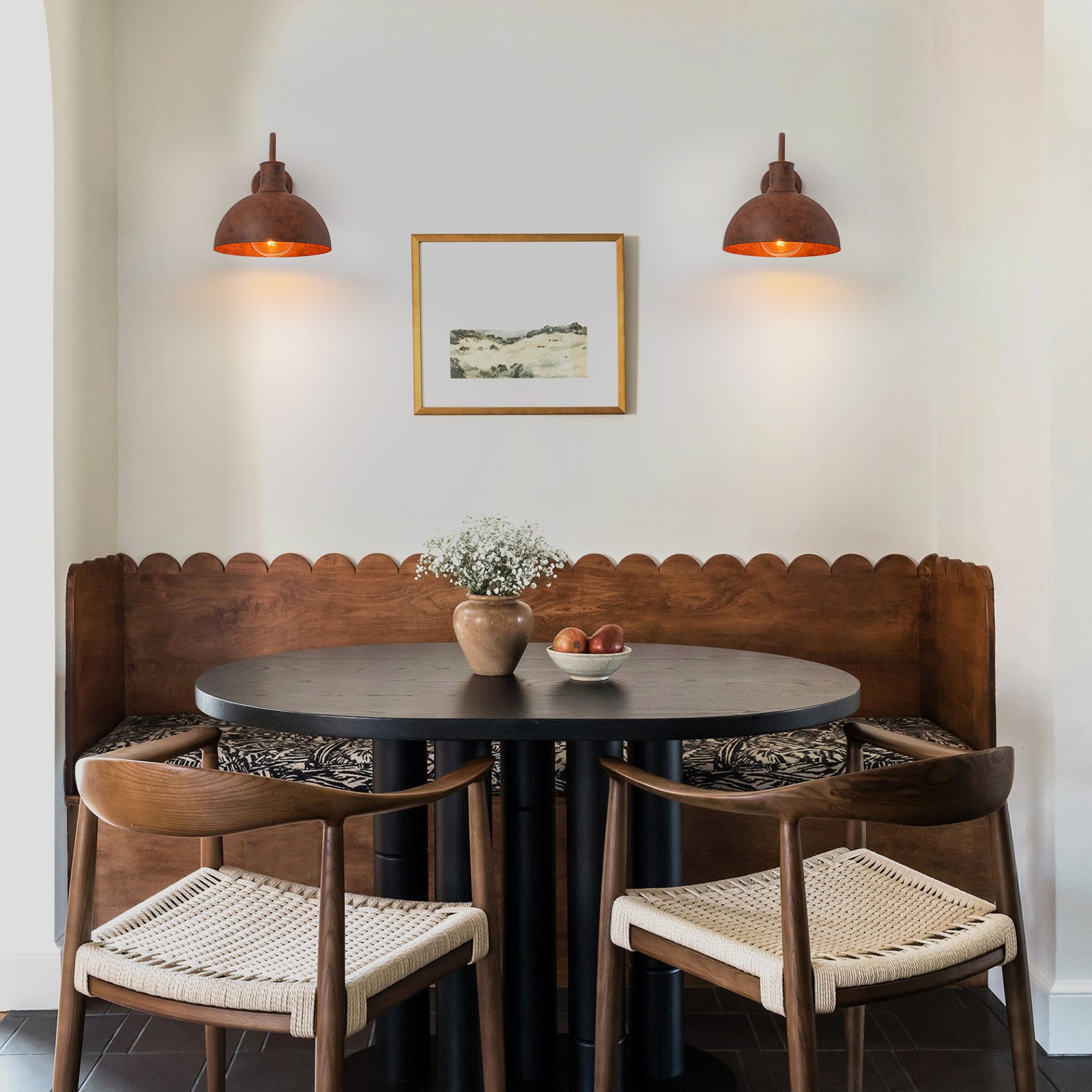 Glowlings 1-Light Industrial 12"Wide Antique Brown Rust Dome Wall Sconce