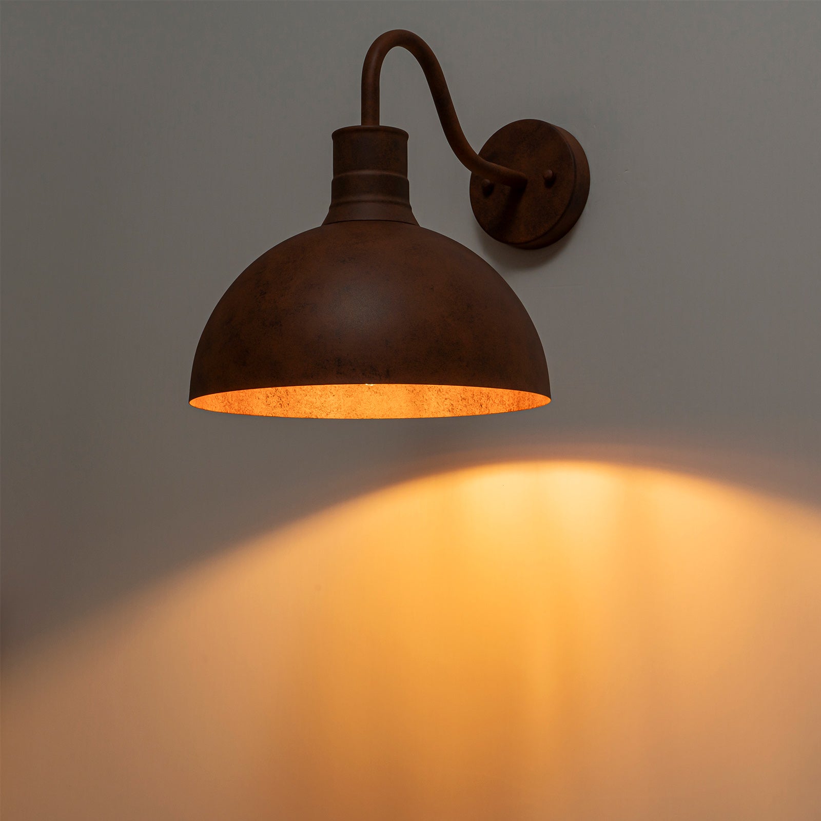 Glowlings 1-Light Industrial 12"Wide Antique Brown Rust Dome Wall Sconce