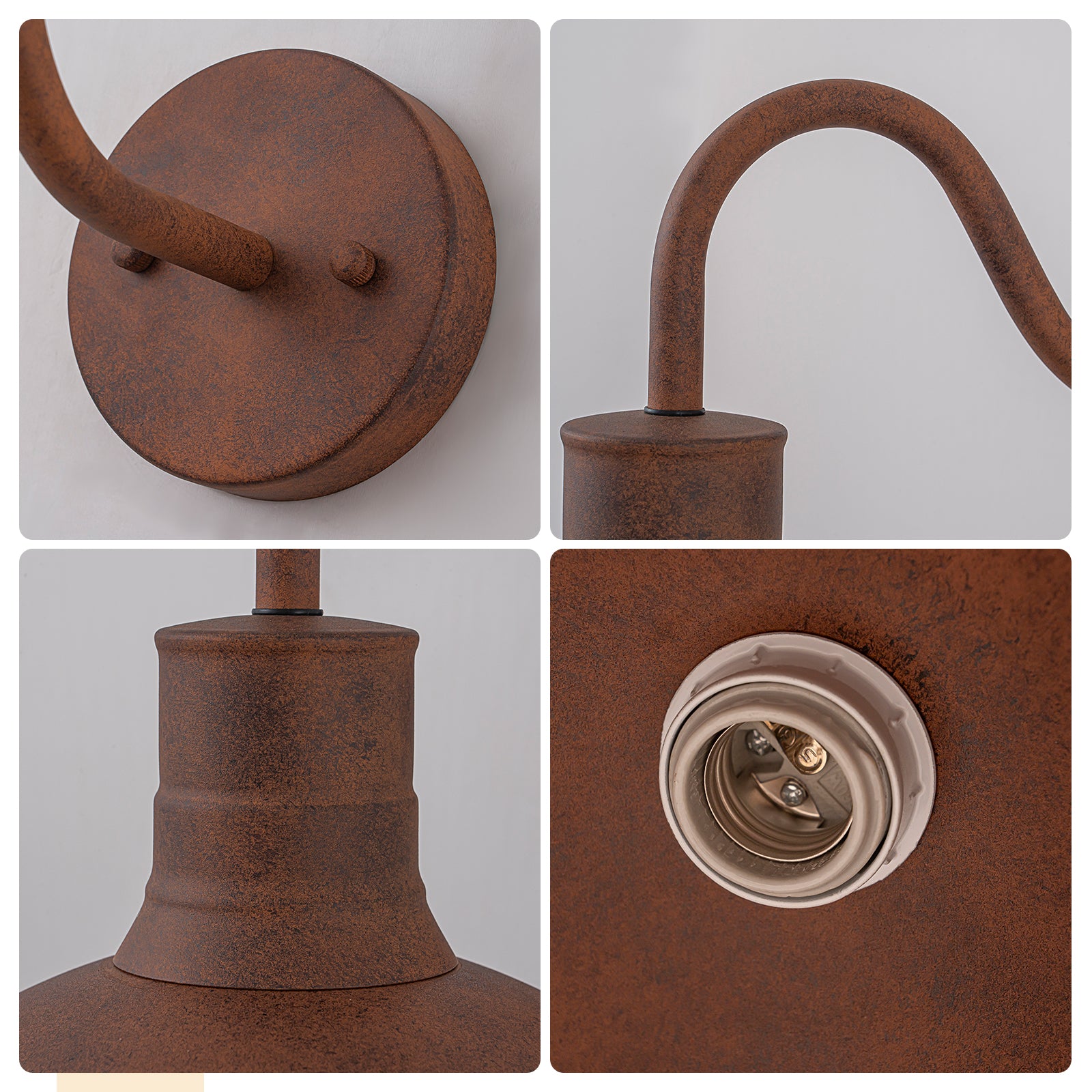 Glowlings 1-Light Industrial 12"Wide Antique Brown Rust Dome Wall Sconce