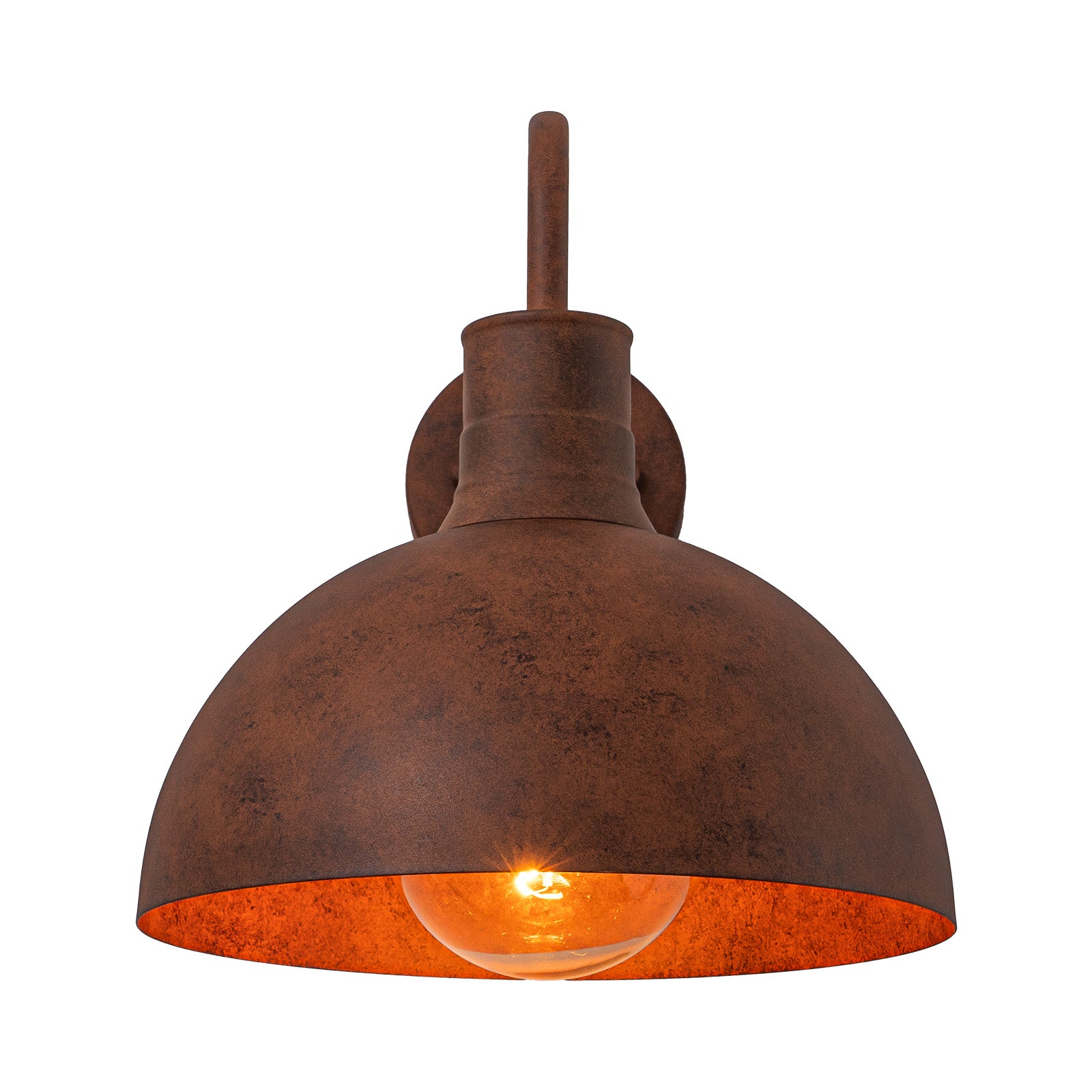 Glowlings 1-Light Industrial 12"Wide Antique Brown Rust Dome Wall Sconce