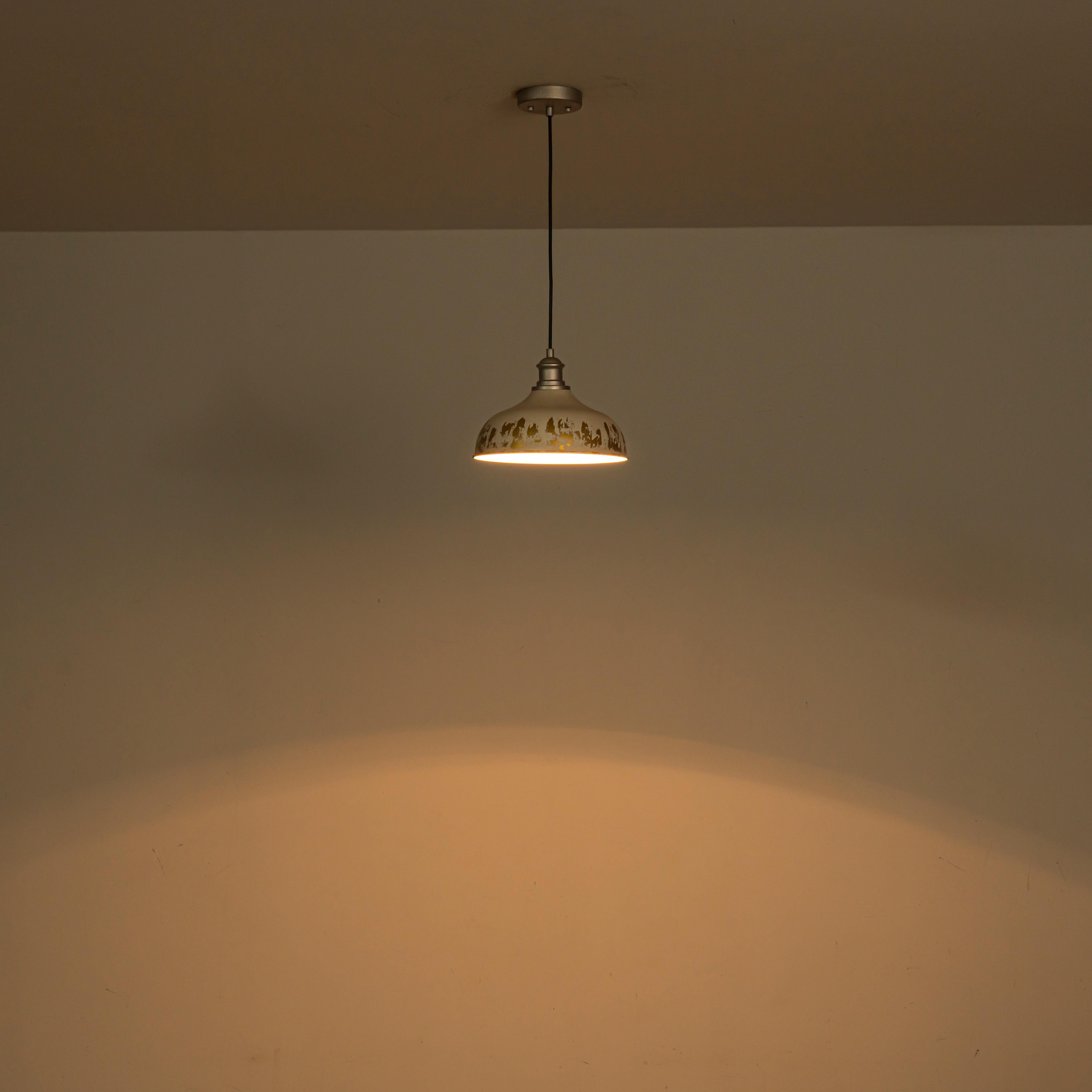 Glowlings 1-Light Industrial Antique Gold Distressing Small Dome Pendant Light Island Light