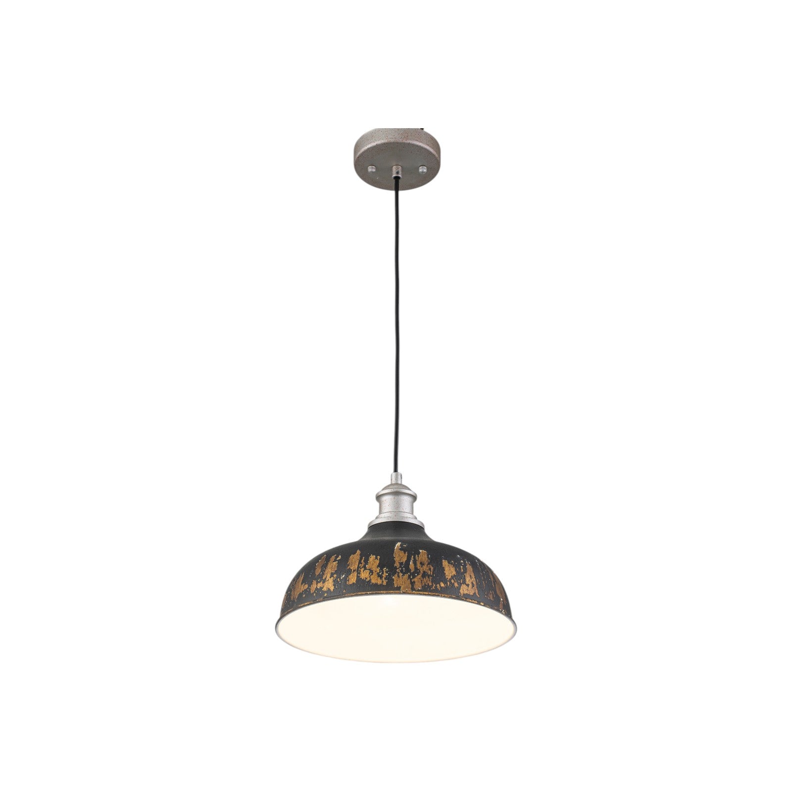 Glowlings 1-Light Industrial Antique Gold Distressing Small Dome Pendant Light Island Light