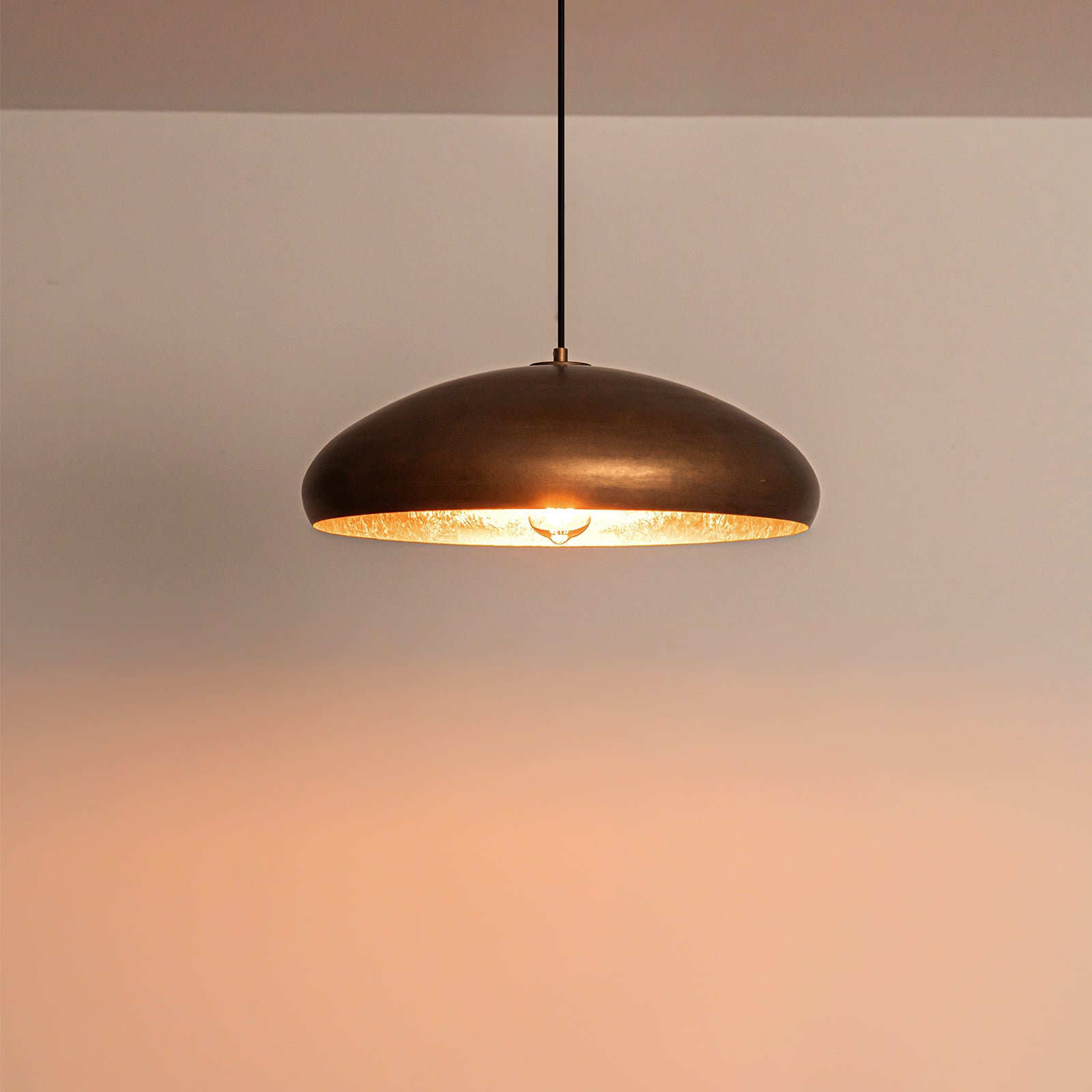 Glowlings 1-Light Industrial 20"Wide Oil Rubbed Bronze/Antique Gold Dome Pendant Light