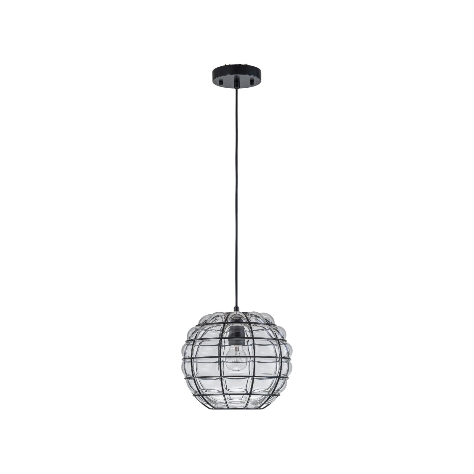 Glowlings 1-Light Industrial Cage Clear Glass Bubble Small Pendant Light Island Light