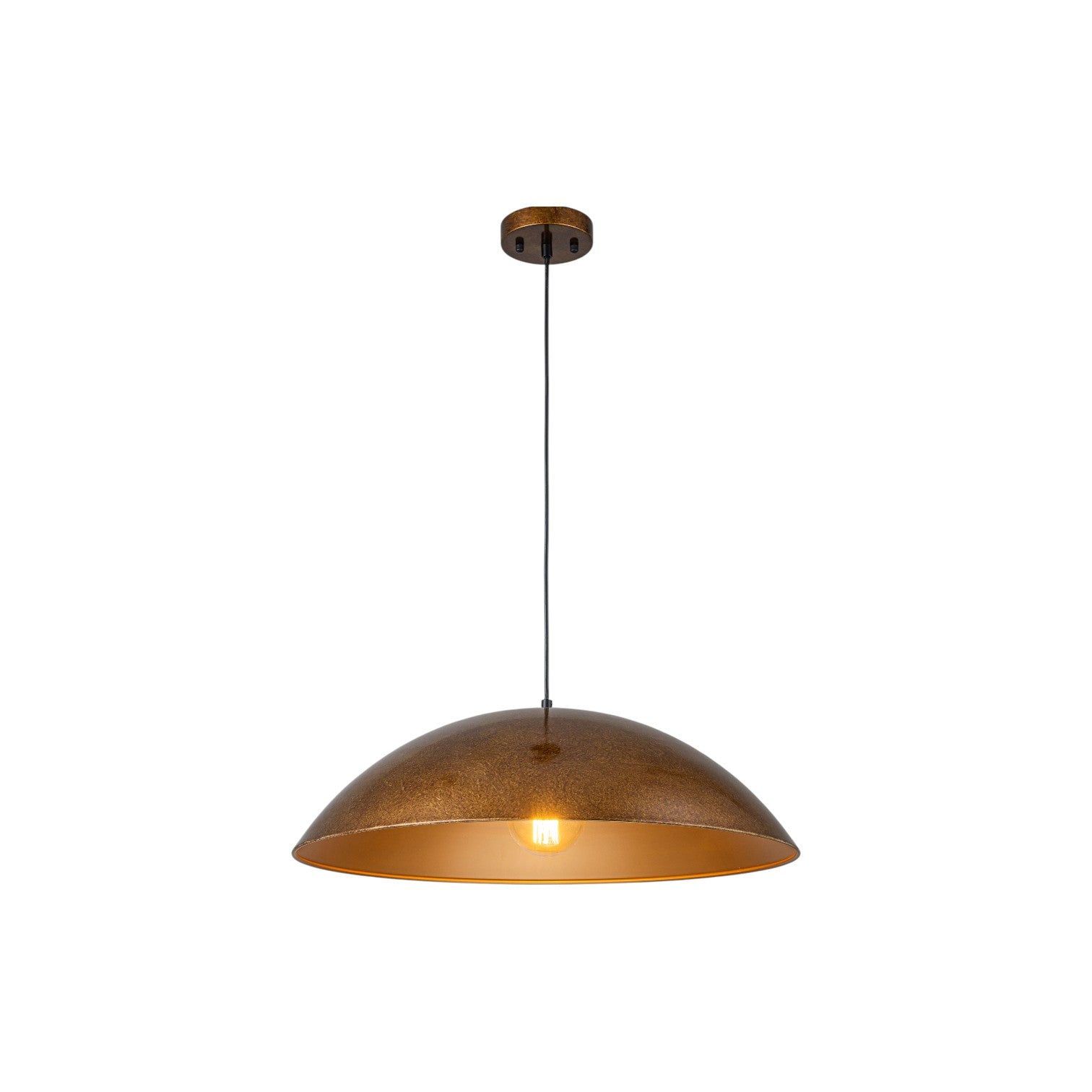 Glowlings 1-Light Industrial Distressed Antique Brass Dome Pendant Light Island Light