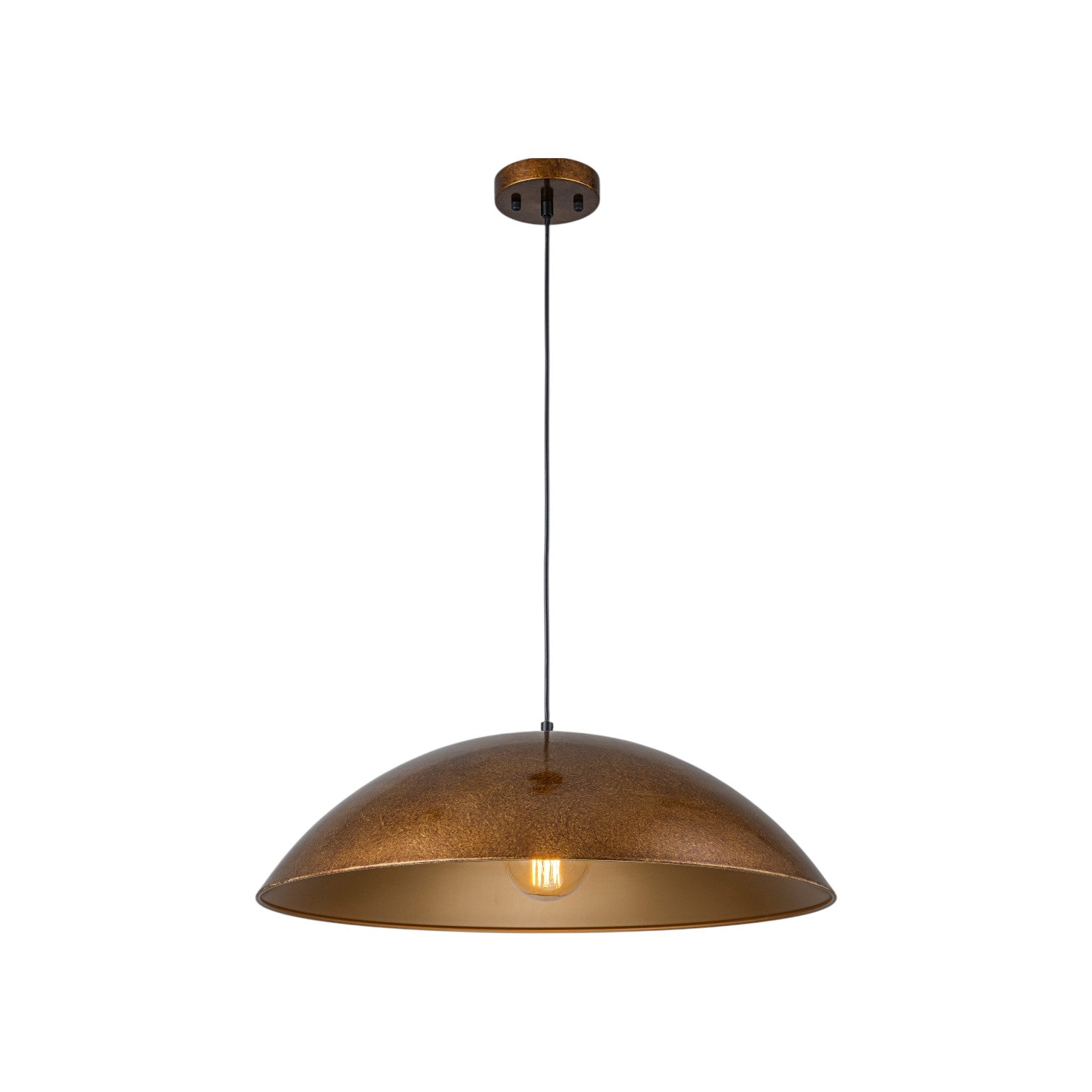 Glowlings 1-Light Industrial Distressed Antique Brass Dome Pendant Light Island Light