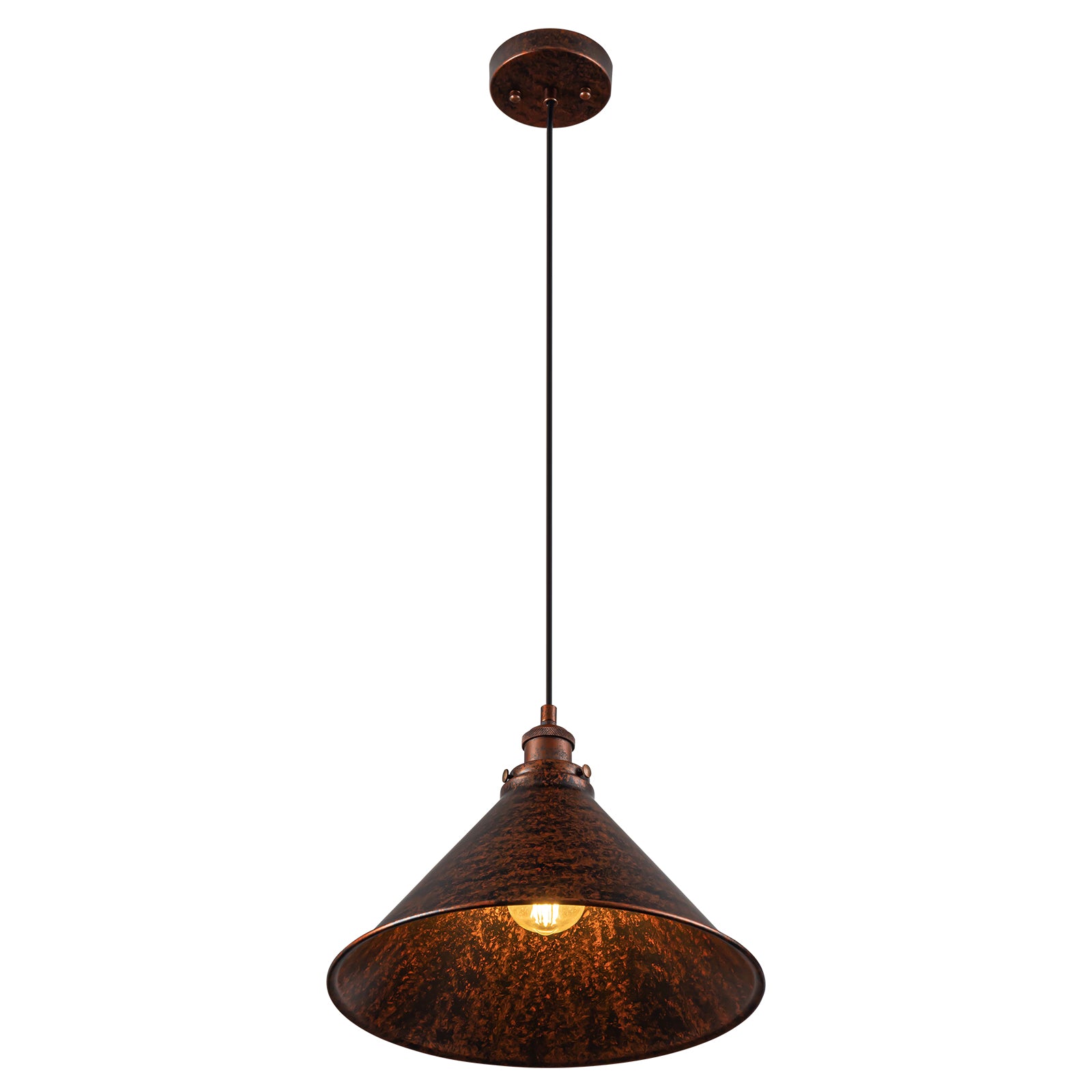 Glowlings 1 Light Industrial 14 Wide Dome Cone Shade Antique Copper Pendant Light Island Light