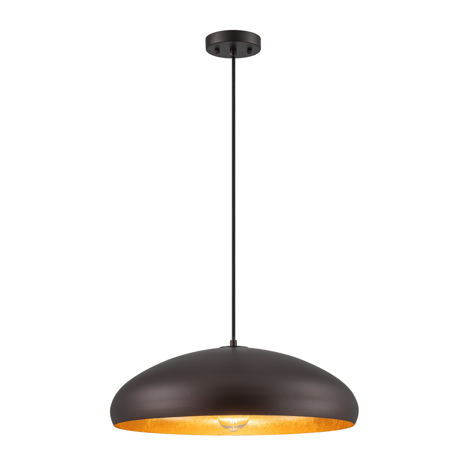Glowlings 1-Light 20"Wide Industrial Oil Rubbed Bronze Dome Pendant Light Island Light