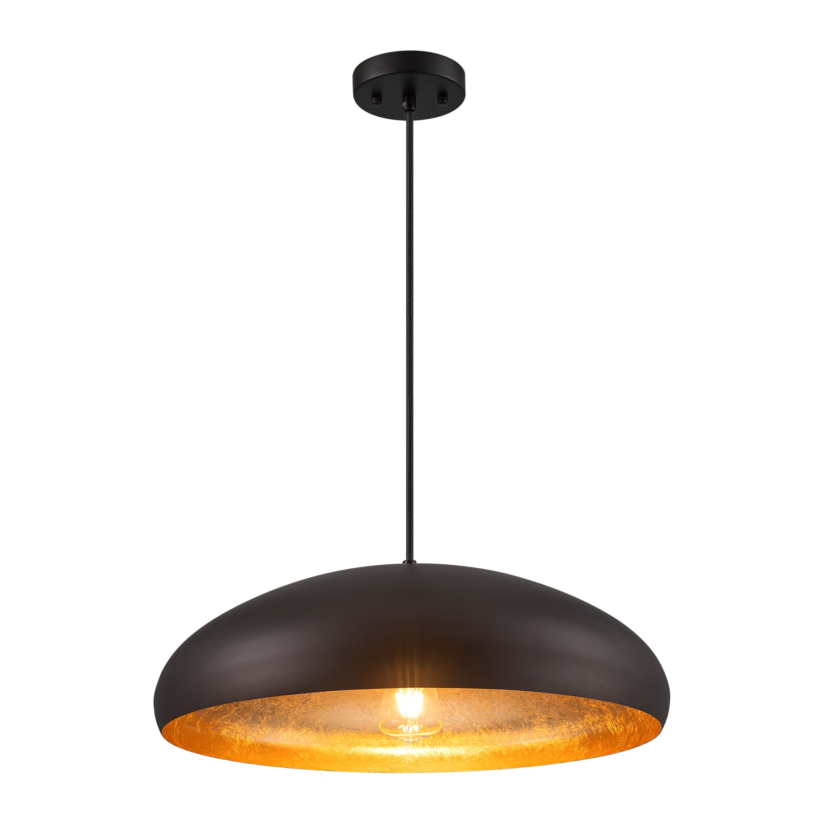 Glowlings 1-Light 20"Wide Industrial Oil Rubbed Bronze Dome Pendant Light Island Light