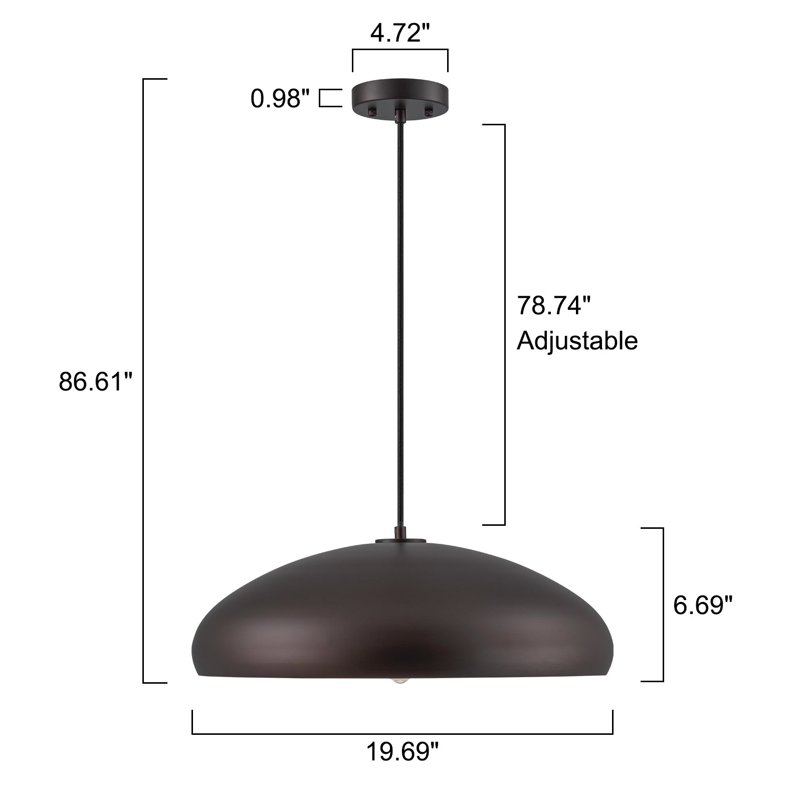 Glowlings 1-Light 20"Wide Industrial Oil Rubbed Bronze Dome Pendant Light Island Light