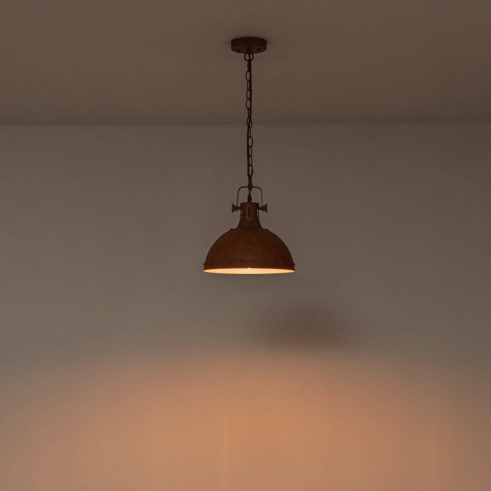 Glowlings 1-Light Industrial 12"Wide Rust Finish/Antique Gold Dome Pendant Light