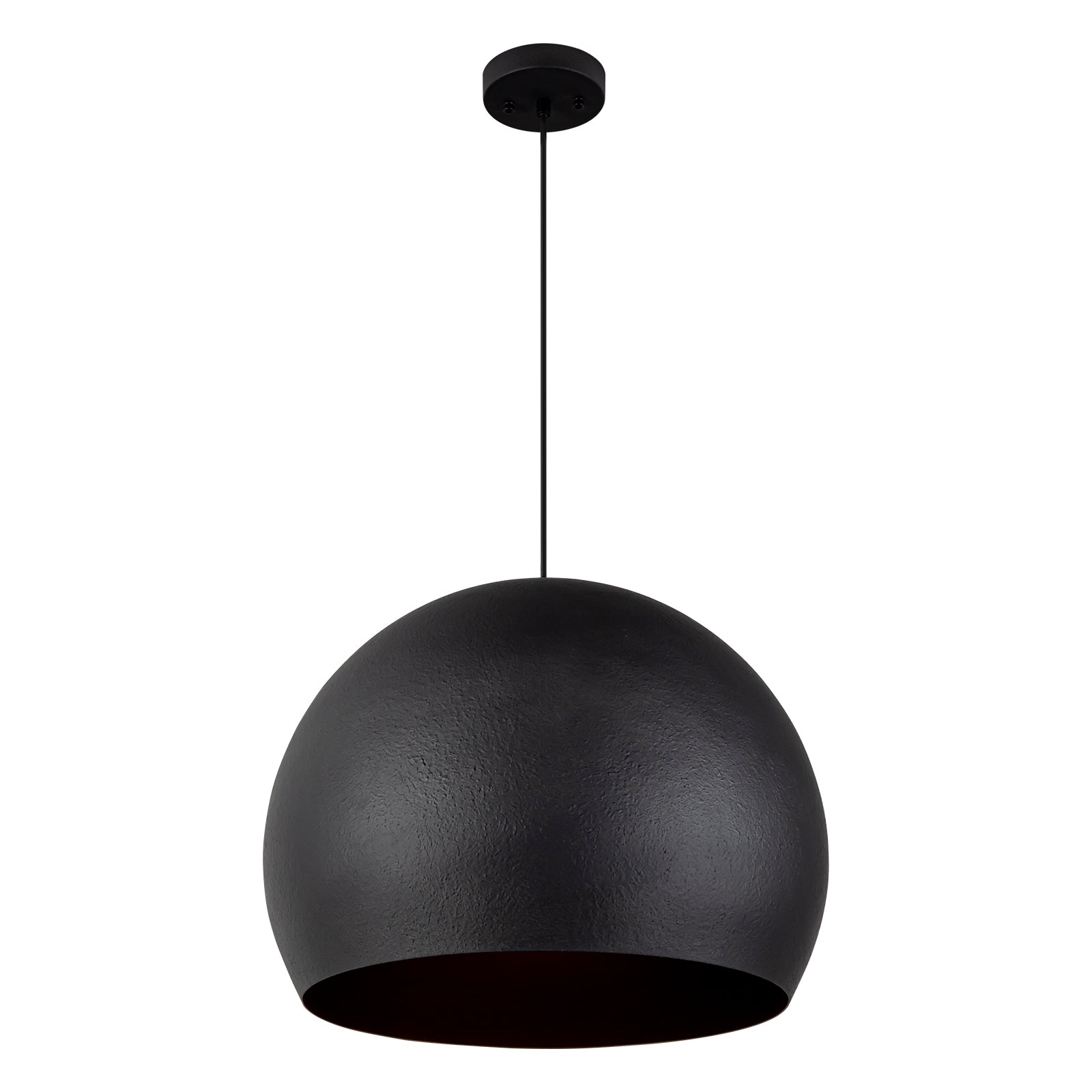 Glowlings 1-Light 20"Wide Vintage Oversized Texture Black Dome Pendant Light for Kitchen Island