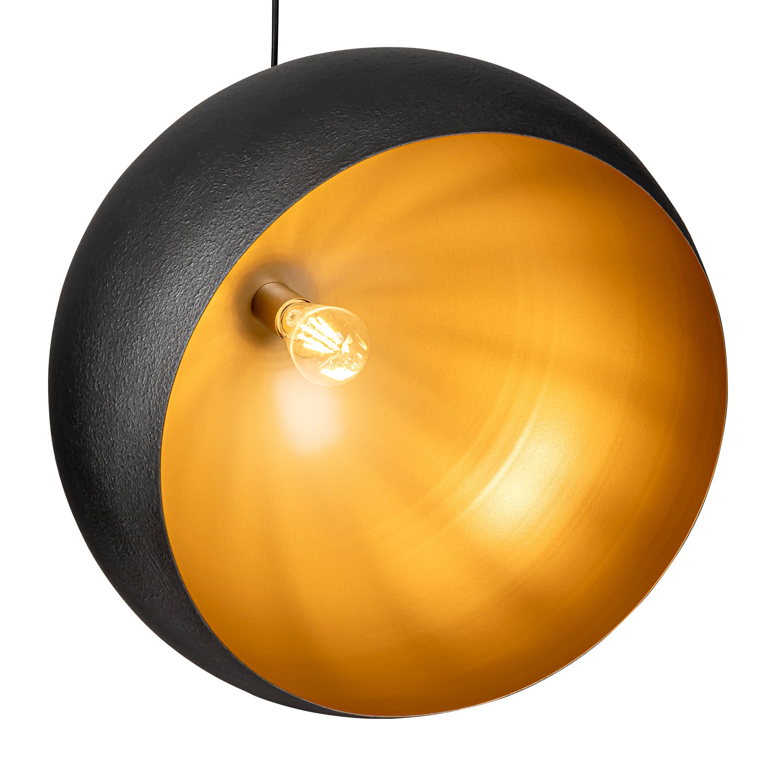 Glowlings 1-Light 20"Wide Vintage Oversized Texture Black Dome Pendant Light for Kitchen Island