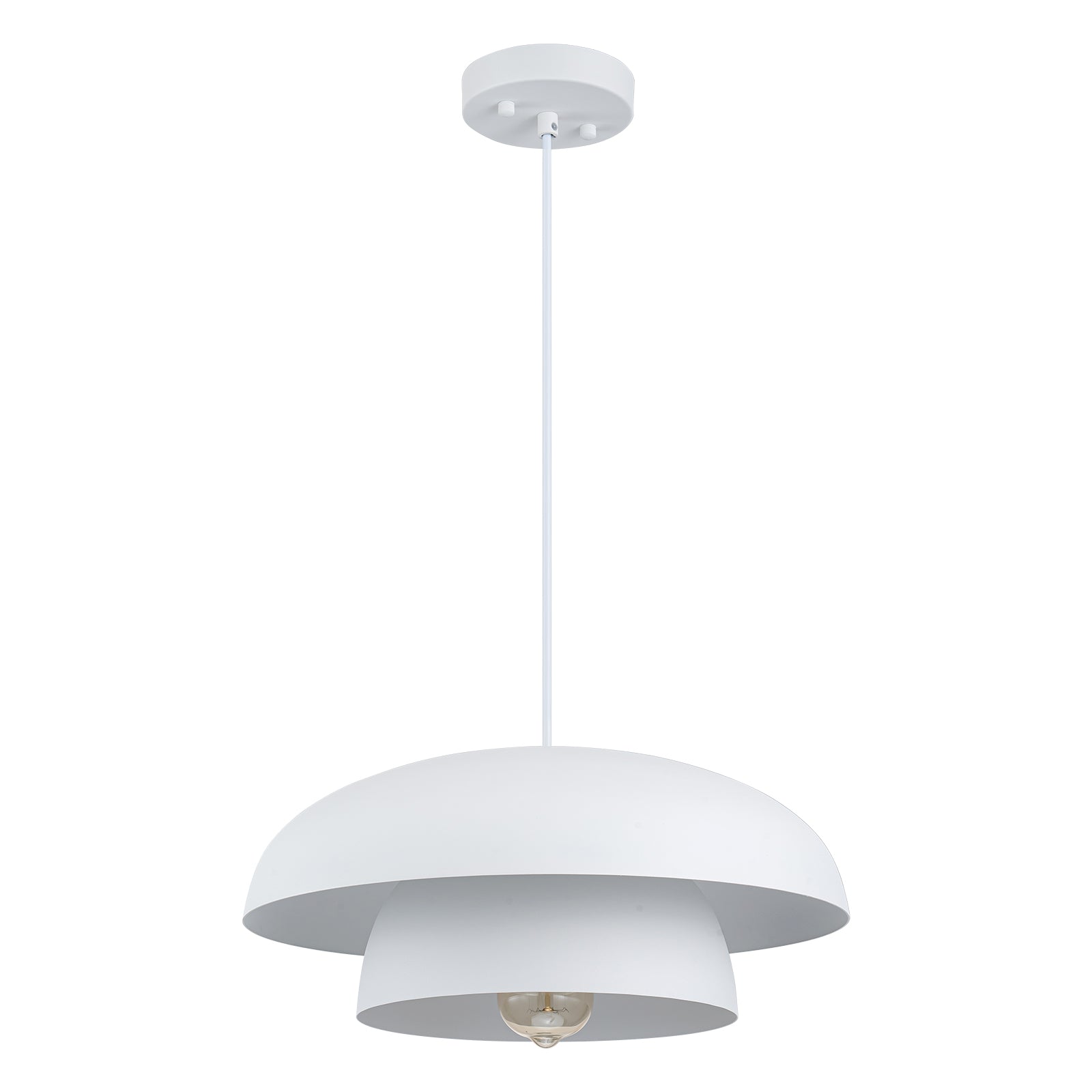 Glowlings 1-Light Modern 16"Wide 2-Tier Large Hanging Dome Pendant Light Kitchen Island Lighting