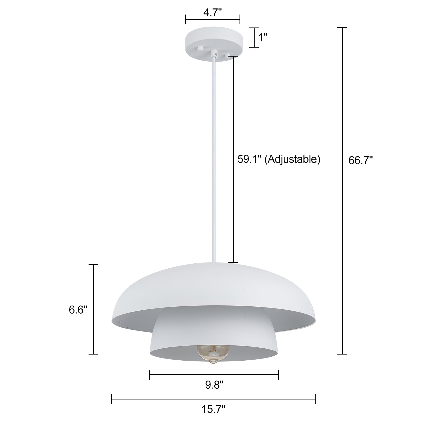 Glowlings 1-Light Modern 16"Wide 2-Tier Large Hanging Dome Pendant Light Kitchen Island Lighting