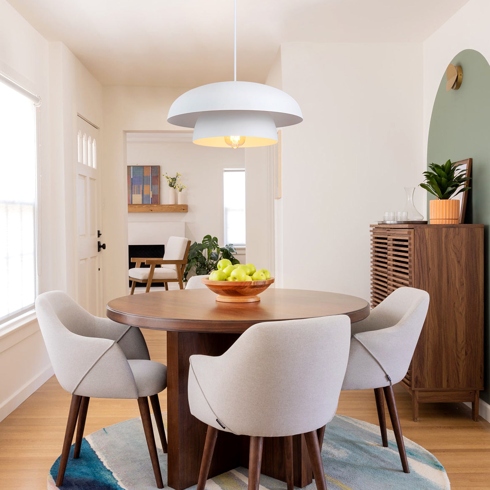 Glowlings 1-Light Modern 16"Wide 2-Tier Large Hanging Dome Pendant Light Kitchen Island Lighting