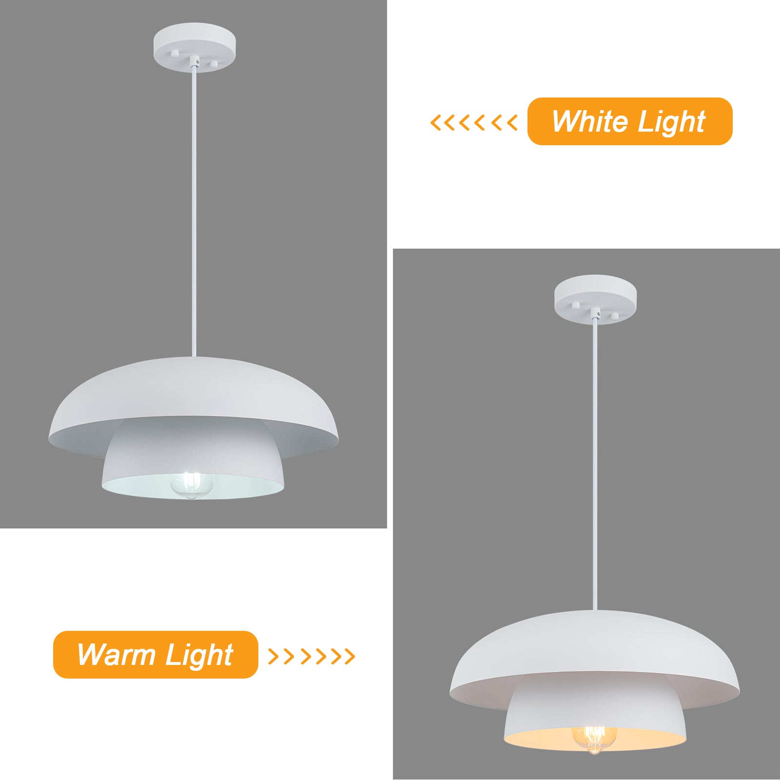 Glowlings 1-Light Modern 16"Wide 2-Tier Large Hanging Dome Pendant Light Kitchen Island Lighting
