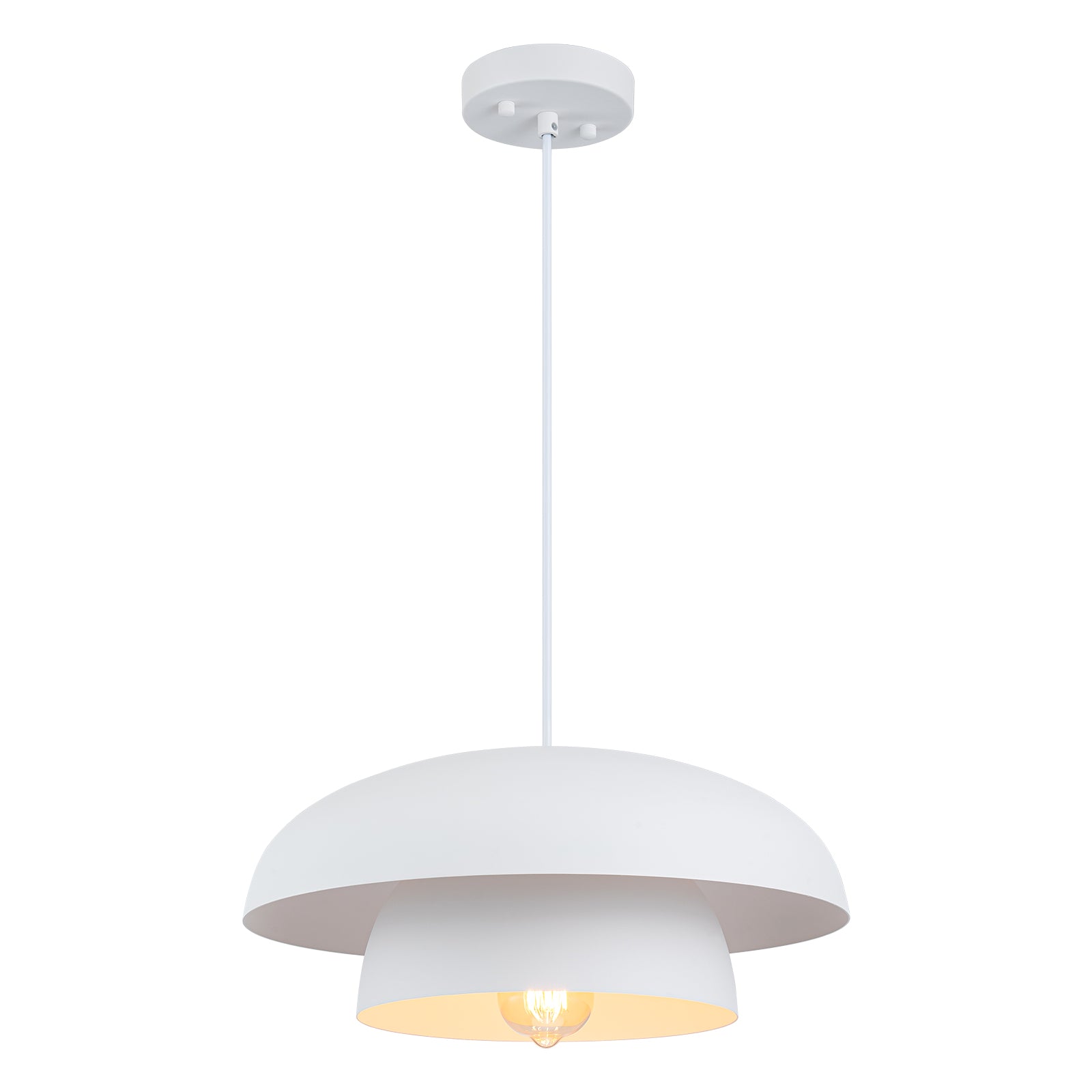 Glowlings 1-Light Modern 16"Wide 2-Tier Large Hanging Dome Pendant Light Kitchen Island Lighting