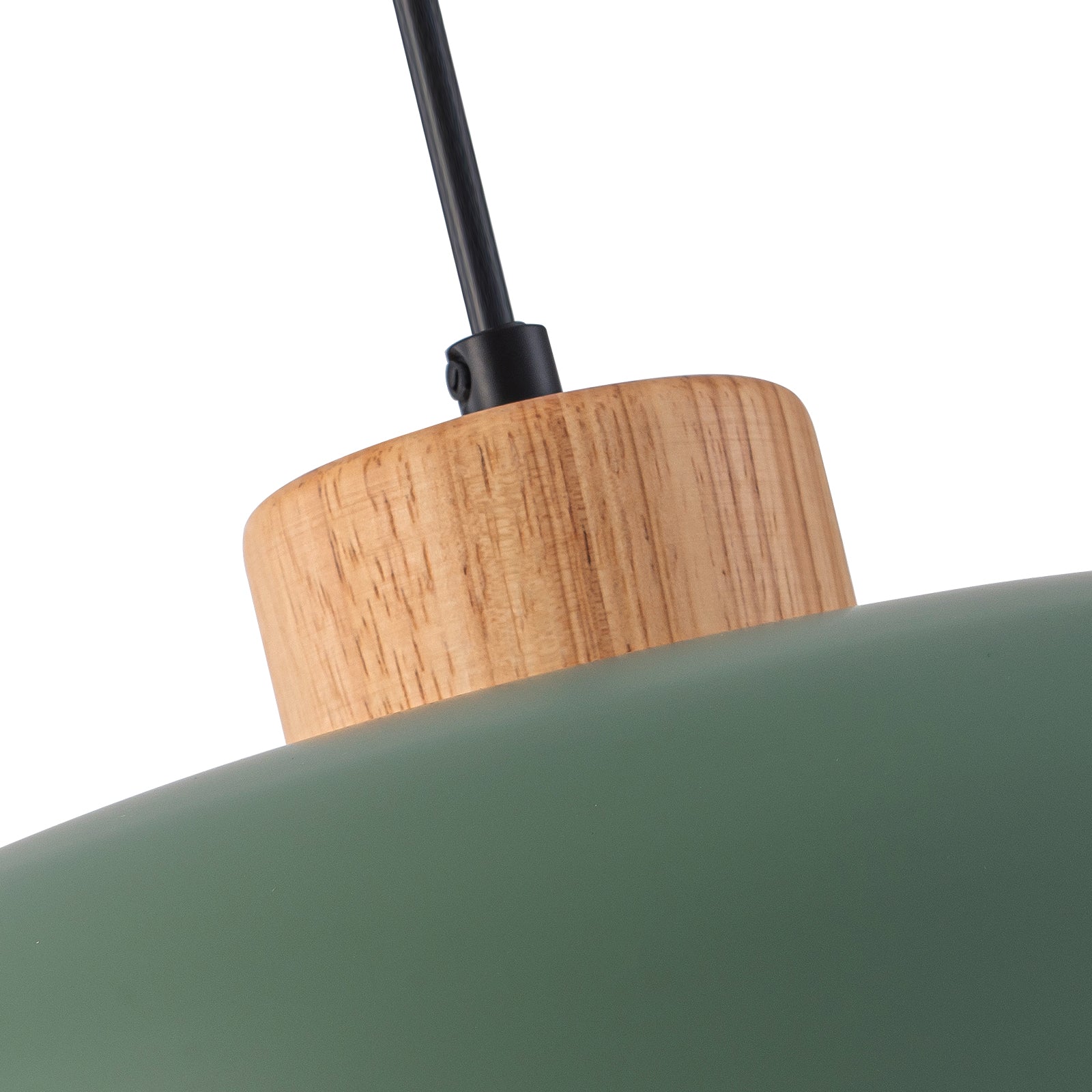 Glowlings 1-Light Modern 15"Wide Macaron Green Bowl Wood Dome Pendant Light