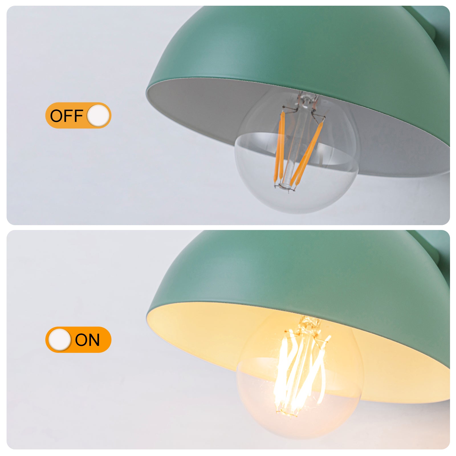 Glowlings 1-Light Macaroon Green Dome Wall Sconce with Wooden Accent