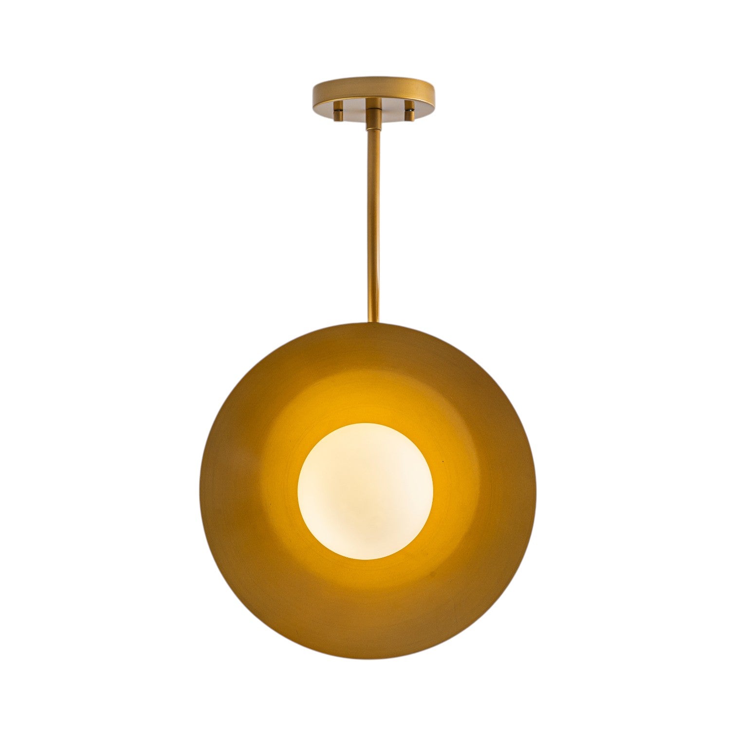 Glowlings 1-Light Mid-Century Modern Brass Cone Elegant Gooseneck Wall Sconce with Globe Opal Glass