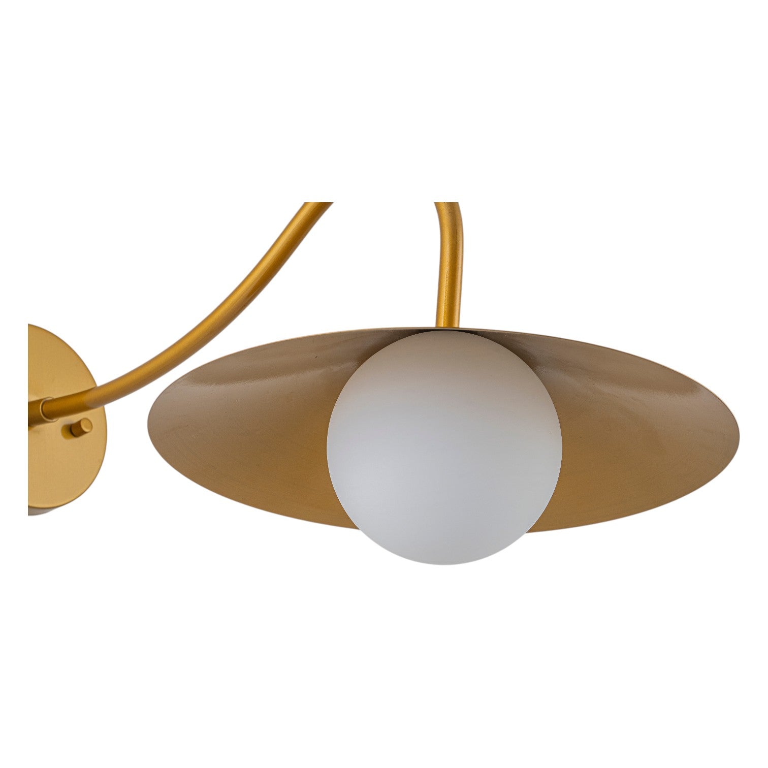 Glowlings 1-Light Mid-Century Modern Brass Cone Elegant Gooseneck Wall Sconce with Globe Opal Glass