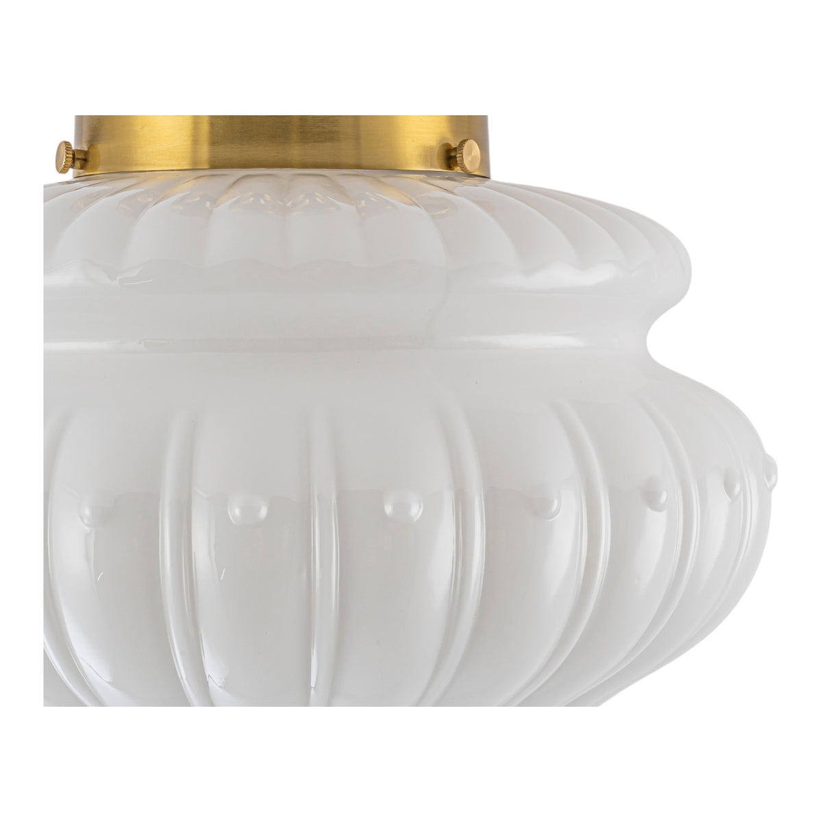 Glowling 1-Light Modern Semi Flush Mount Ceiling Light, Brushed Brass Vintage with Ribbed Glass Shade