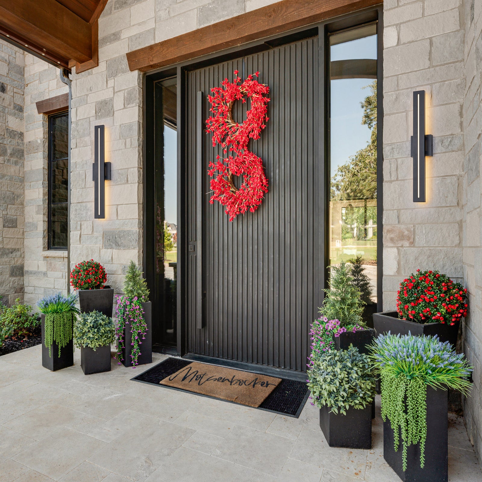 Glowlings 1-Light Minimalist  24"High IP54 Slim Vertical Porch Outdoor LED Wall Sconce