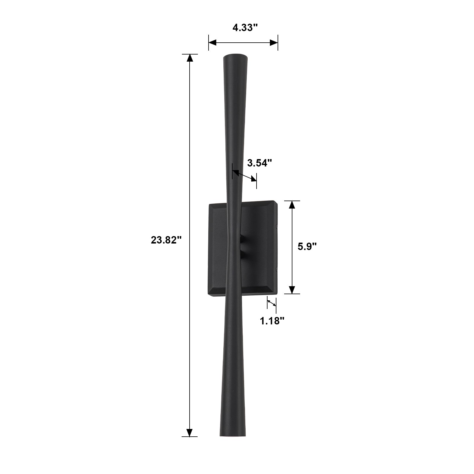 Glowlings 1-Light Minimalist 24"High Tapered Hourglass Dimmable LED Wall Sconce