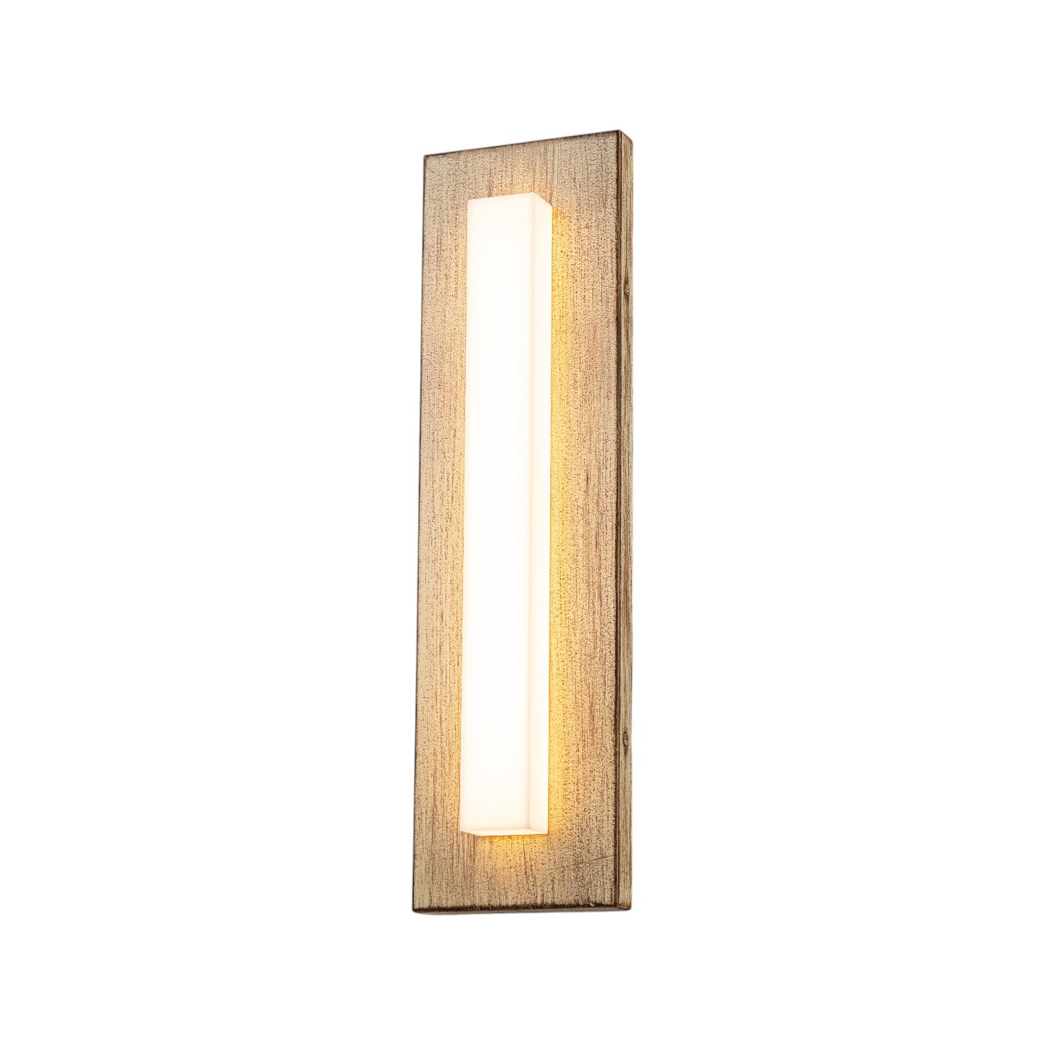 Glowlings 1-Light Modern Farmhouse 17"High Linear Weathered Wood Finish Outdoor LED Wall Sconce