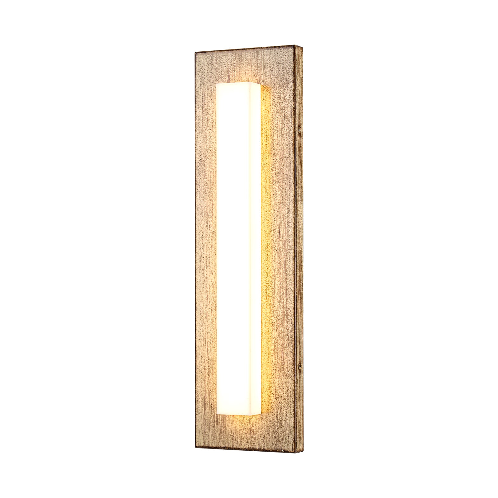Glowlings 1-Light Modern Farmhouse 17"High Linear Weathered Wood Finish Outdoor LED Wall Sconce