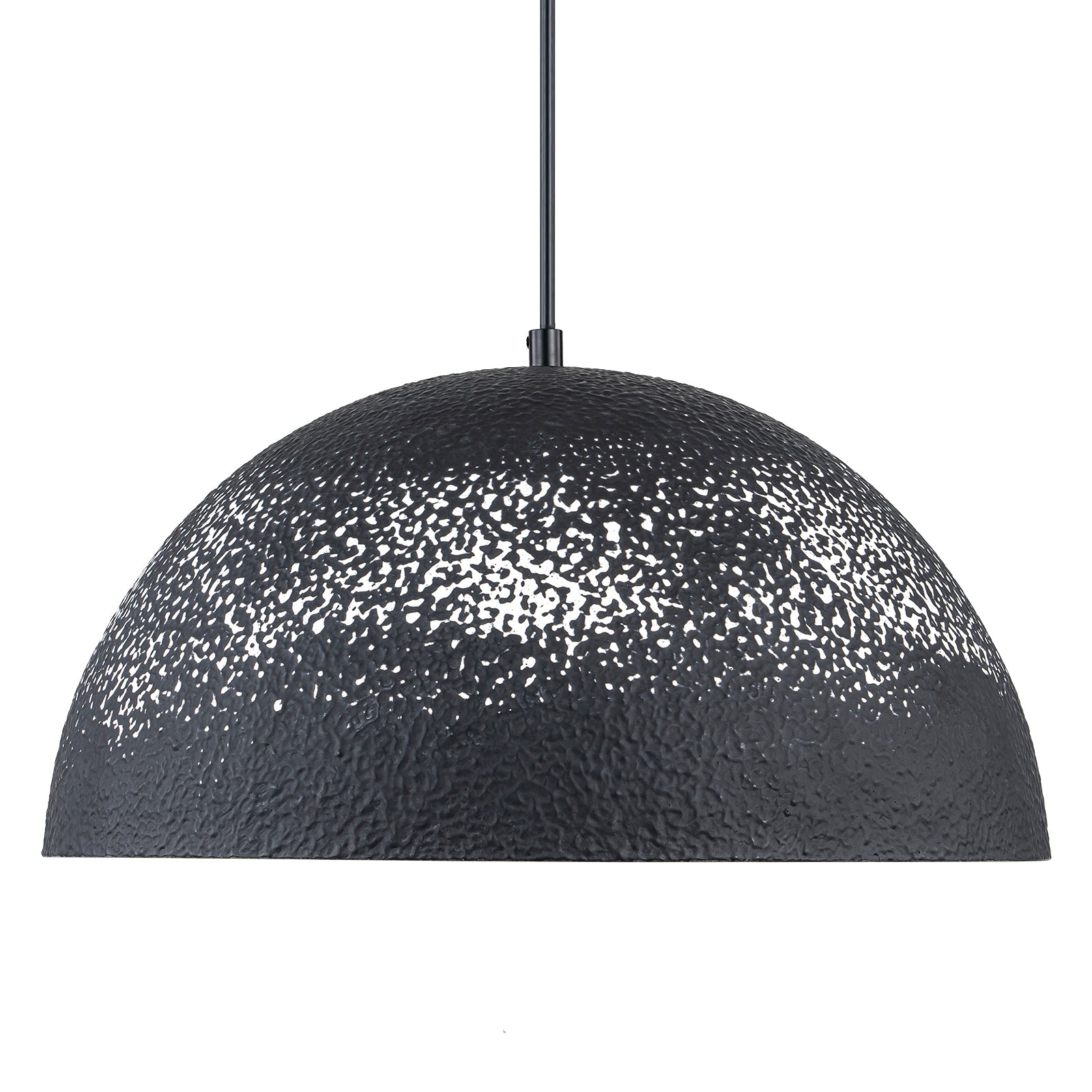 Glowlings 1-Light Modern 16"Wide Handmade Painted Textured Black Dome Pendant Light